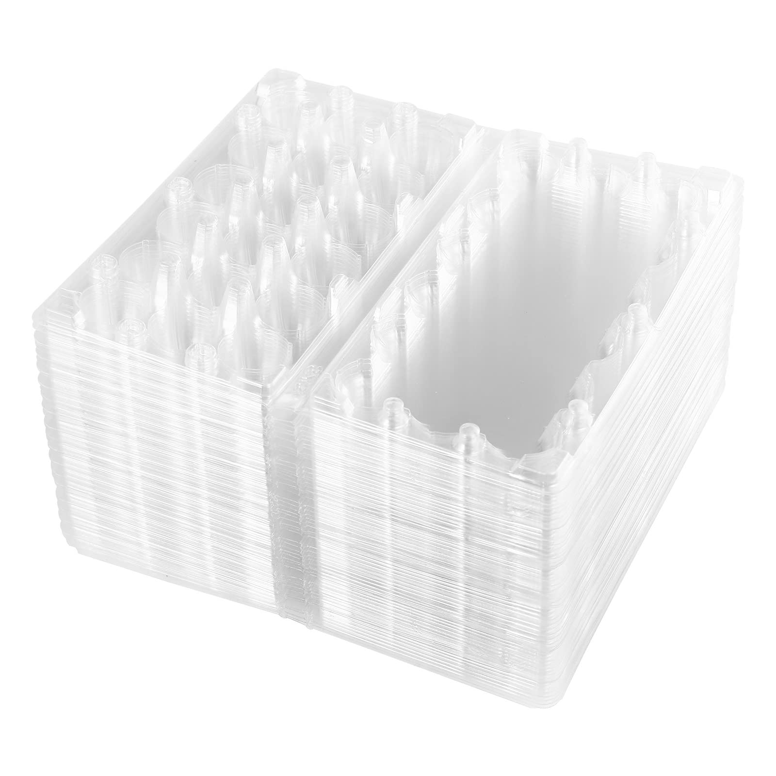 50 Pcs Stackable Transparent PVC Egg Storage Box - 18 Grids Quail Egg Holder, Refrigerator Organizer & Dispenser Case - Perfect for Farm Fresh Eggs, Small Poultry, and Refrigerator Organization