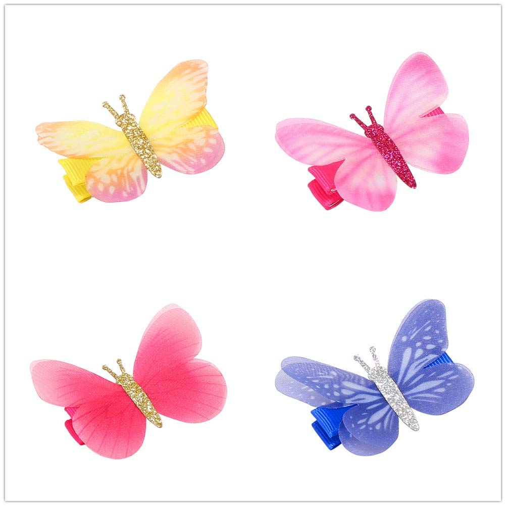 24 Pcs Butterfly Alligator Hair Clips for Baby Girls - Soft Chiffon Hair Barrettes & Hairpins for Toddlers, Kids, Teens & Women - Perfect for Parties, School & Daily Hair Accessories