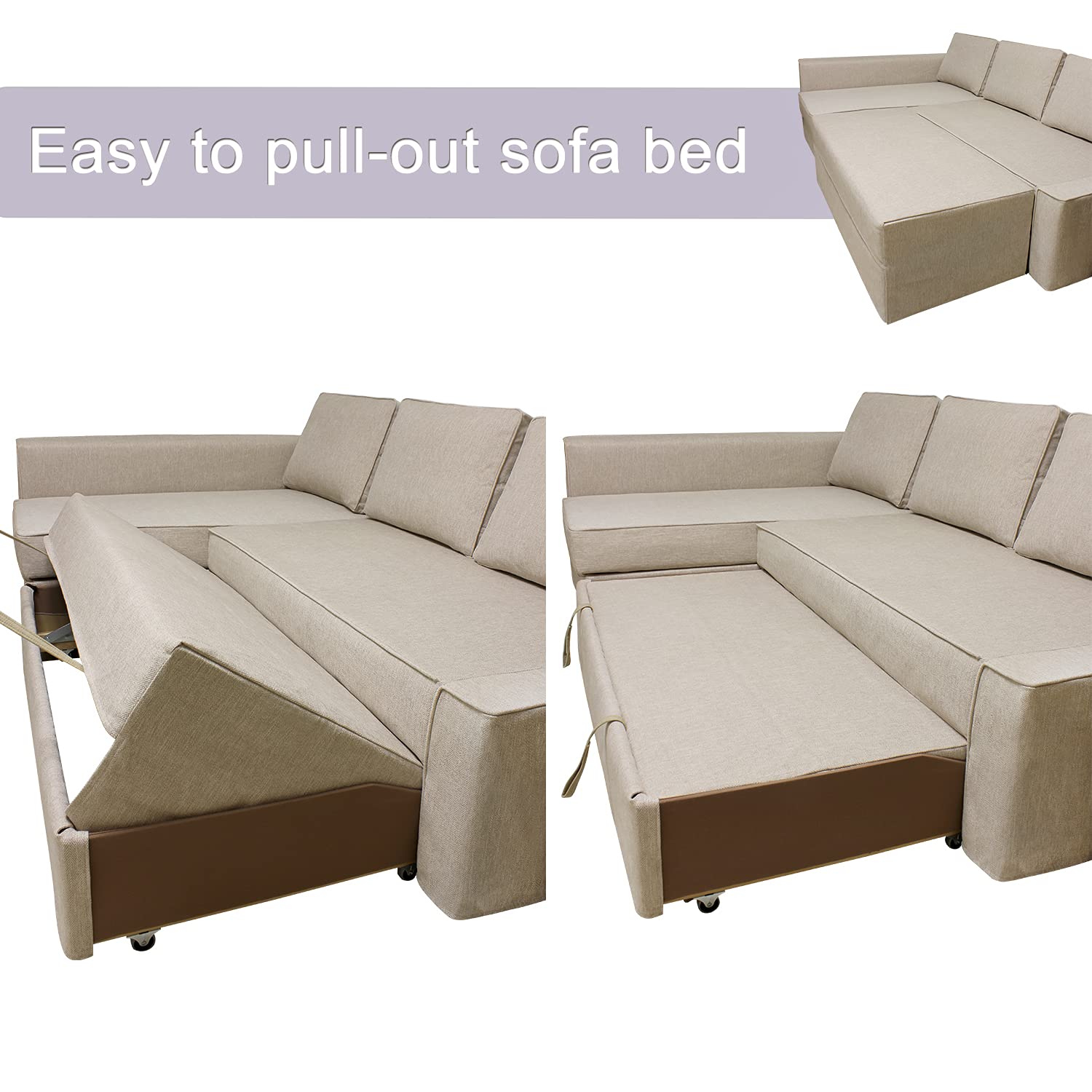 IKEA Friheten Sofa Bed Cover - Stretchable Slipcover for Corner Couch with Cushion & Pillow Covers (2030-1 Warm White, Right Chaise) - Perfect for Living Room, Home Theater & Guest Room Protection