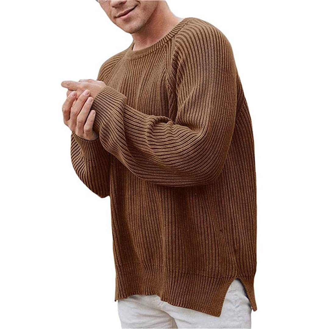 Men's Slim Knit Pullover Sweater - Winter Casual Wear for Outdoors
