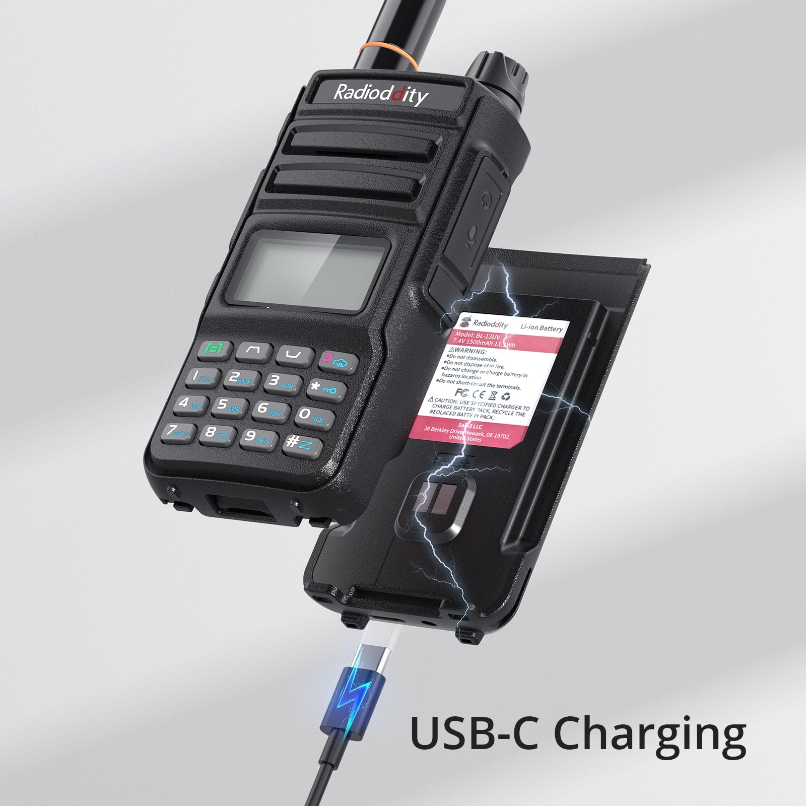 Radioddity MU 5 MURS Radio - 250 Channel License-Free Two-Way Walkie Talkie with USB-C Charging, Display Sync, VOX & NOAA Weather Alert - Perfect for Outdoor Adventures, Construction Sites & Emergency Communication