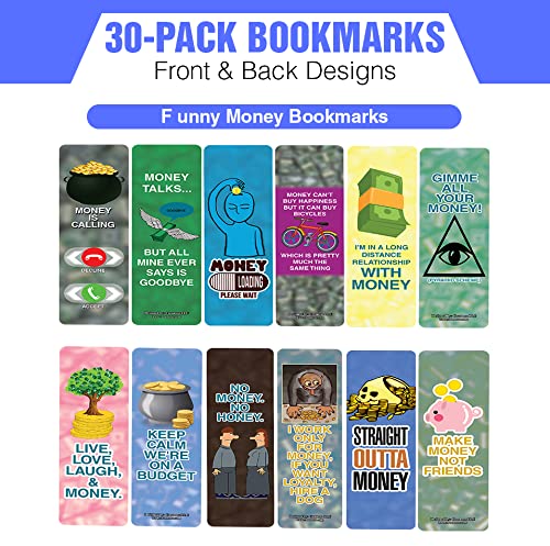 Creanoso Funny Money Bookmarks (5 Sets X 6 Cards) - Inspirational Bookmark Cards for Daily Motivation - Unique Page Markers for Books - Perfect Gifts for Adults & Teens - Ideal for Reading, Book Clubs, and Office Gifts