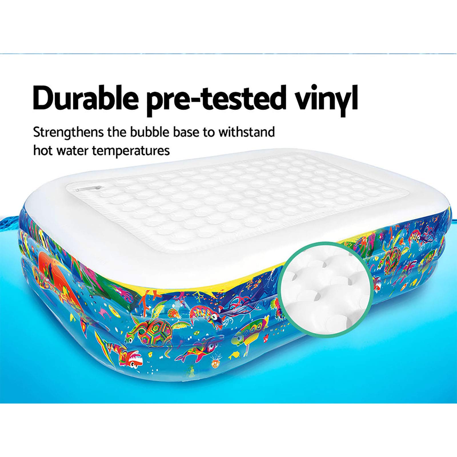 Bestway 54120-17 BW54120 Happy Flora Inflatable Family Pool - 702L Water Capacity Rectangular Swimming Pool for Backyard, Garden & Outdoor Fun
