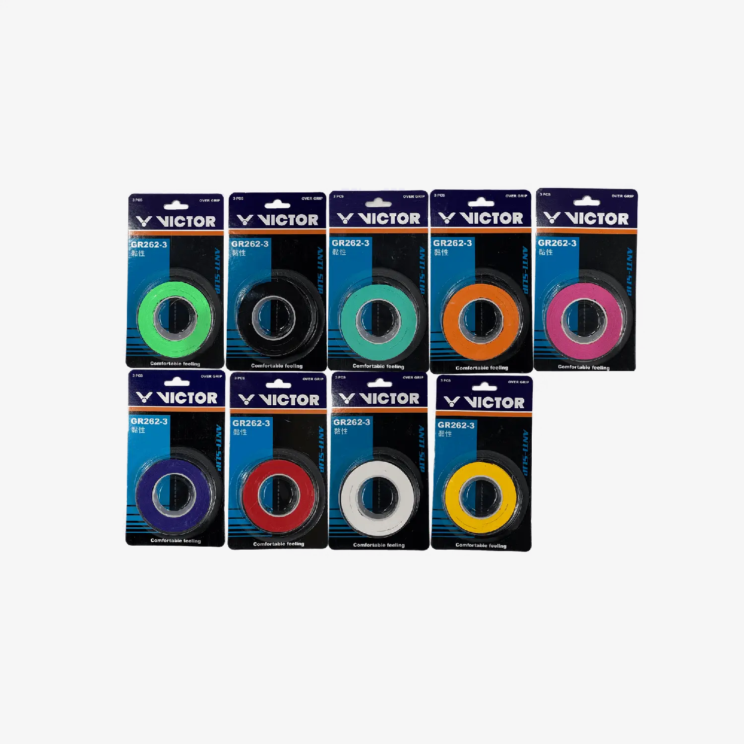 Victor GR262 3A Overgrip Tennis Racket Grip Tape - 3 Pack for Enhanced Comfort & Sweat Absorption | Perfect for Tennis, Badminton & Racquetball Players