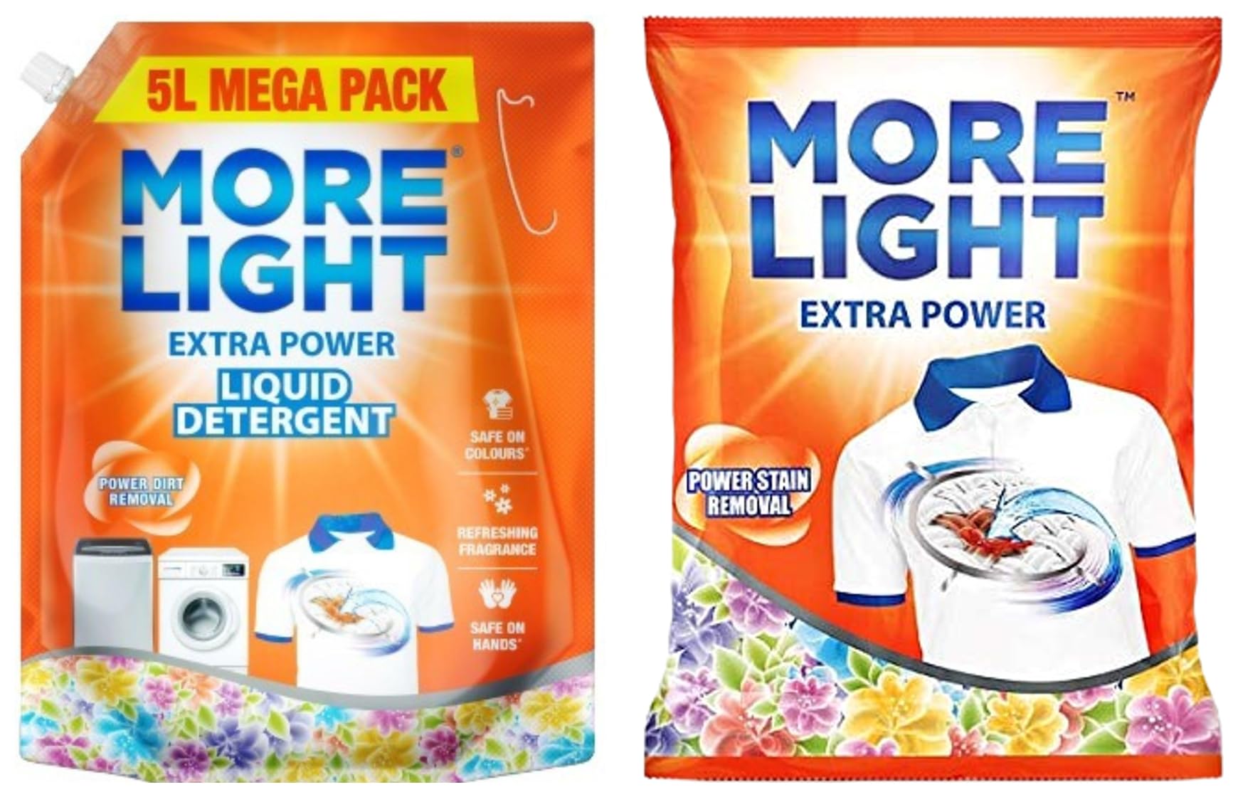 Pril Morelight Laundry Detergent Powder 4kg & Extra Power Liquid Detergent 5L (2-Pack Bundle) - Heavy Duty Stain Removal for Clothes, Bedding & Household Fabrics