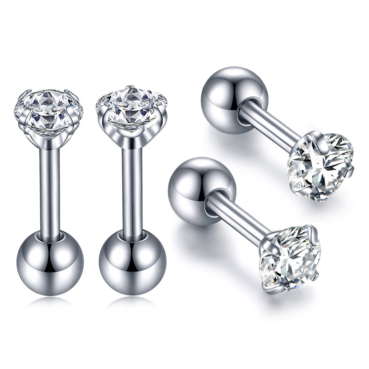 Uni-J 16G Titanium Cartilage Earrings for Men & Women - Helix Stud with Cubic Zirconia - Hypoallergenic Body Jewelry for Everyday Wear & Special Occasions