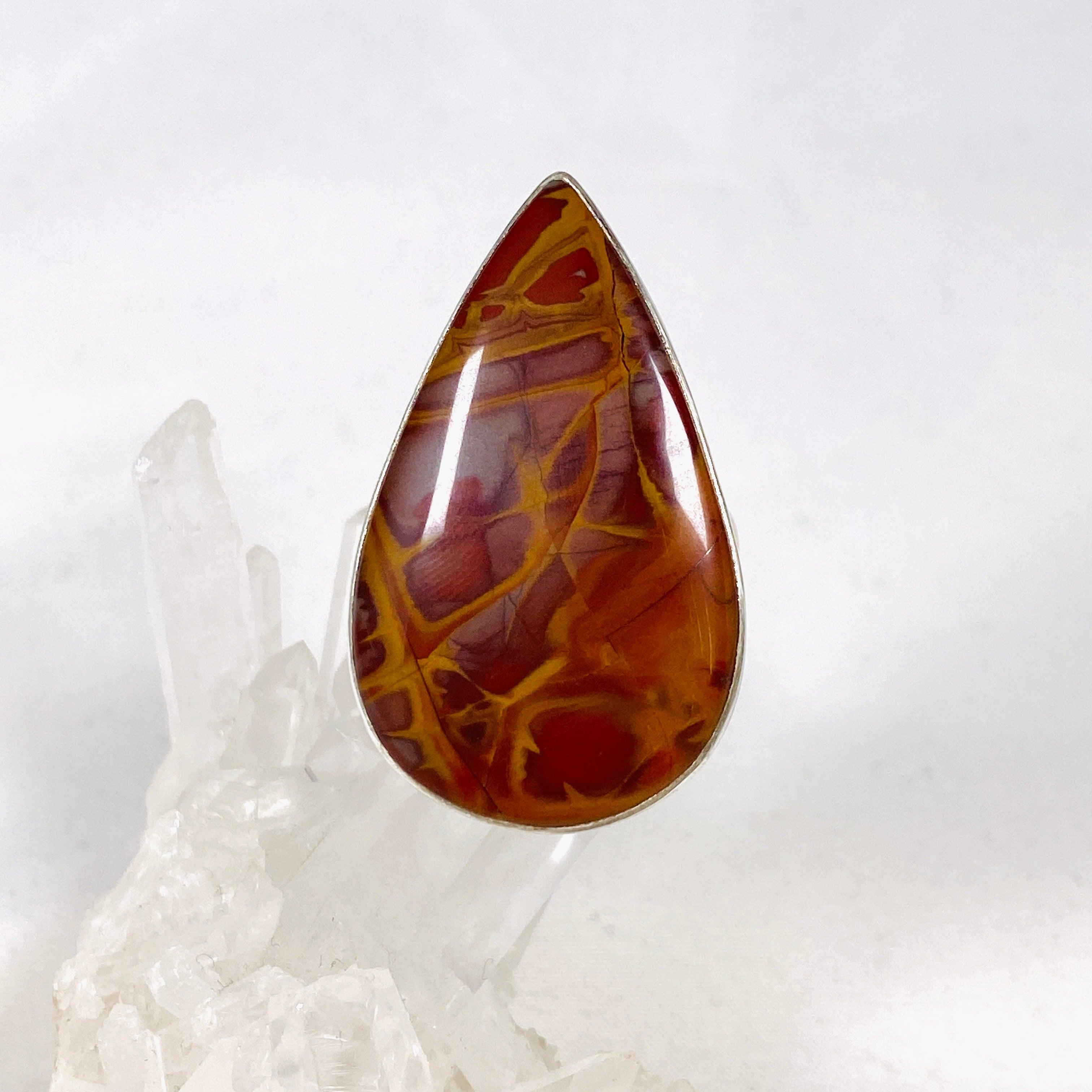 Natural Pilbara Noreena Jasper Teardrop Ring - Size 11 - KRGJ2222 - Handmade Boho Jewelry for Women - Perfect for Spiritual Healing, Meditation & Everyday Wear