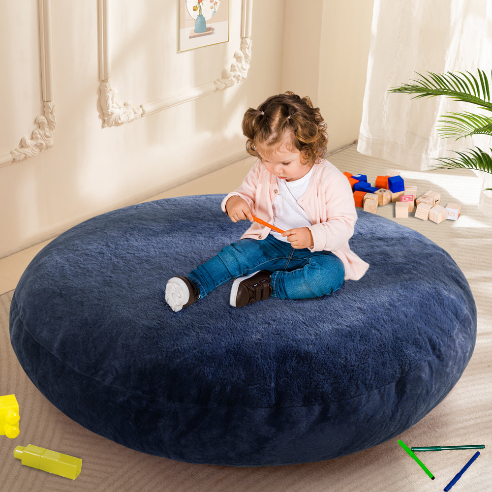 MAXYOYO 2-in-1 Kids Bean Bag Bed & Chair - Convertible Floor Cushion for Playroom, Nursery or Dorm (Blue) - Perfect for Lounging, Reading & Sleepovers