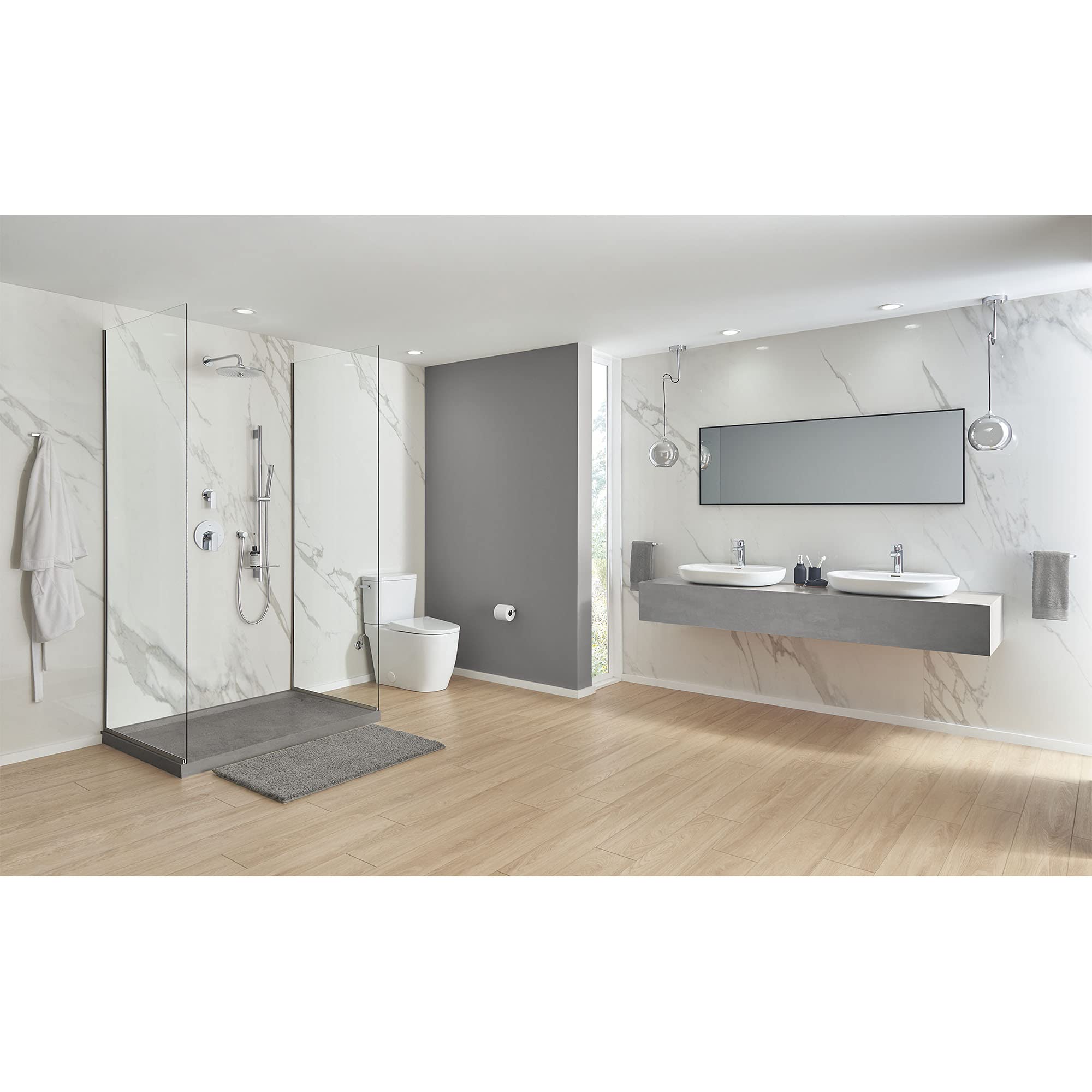 GROHE 39669000 Essence Bathroom Sink Faucet - Alpine White Finish - Single Handle Waterfall Spout for Modern Bathroom & Powder Room Renovation