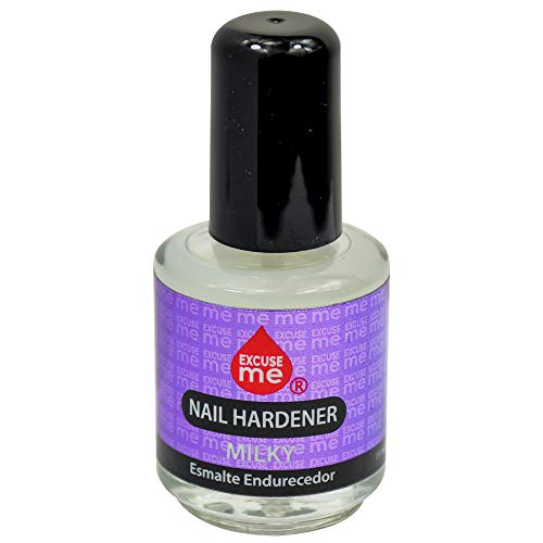 Excuse Me Nail Hardener & Strengthener - Milky Nail Polish Treatment (0.5 oz) for Weak, Brittle Nails - Perfect for Salon-Quality Manicures at Home