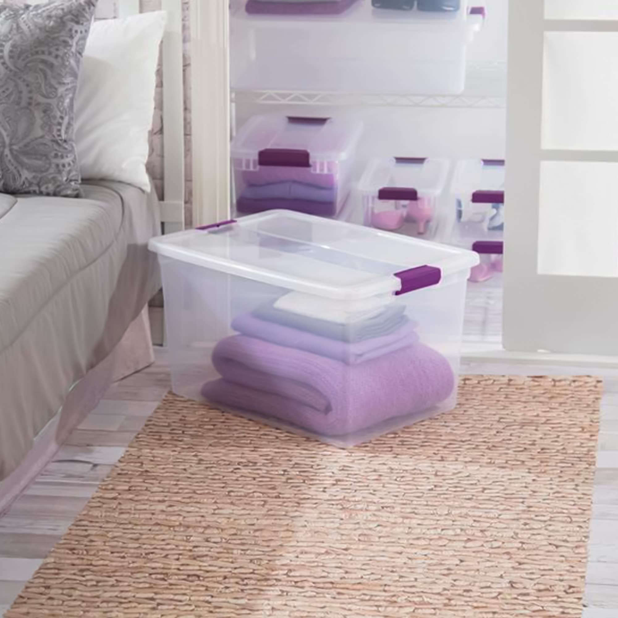 Sterilite Clear Plastic Storage Bins with Lids - 6 Pack 64 Quart & 6 Pack 66 Quart Organizing Containers for Home, Office, Garage & Moving Storage - Stackable & Durable