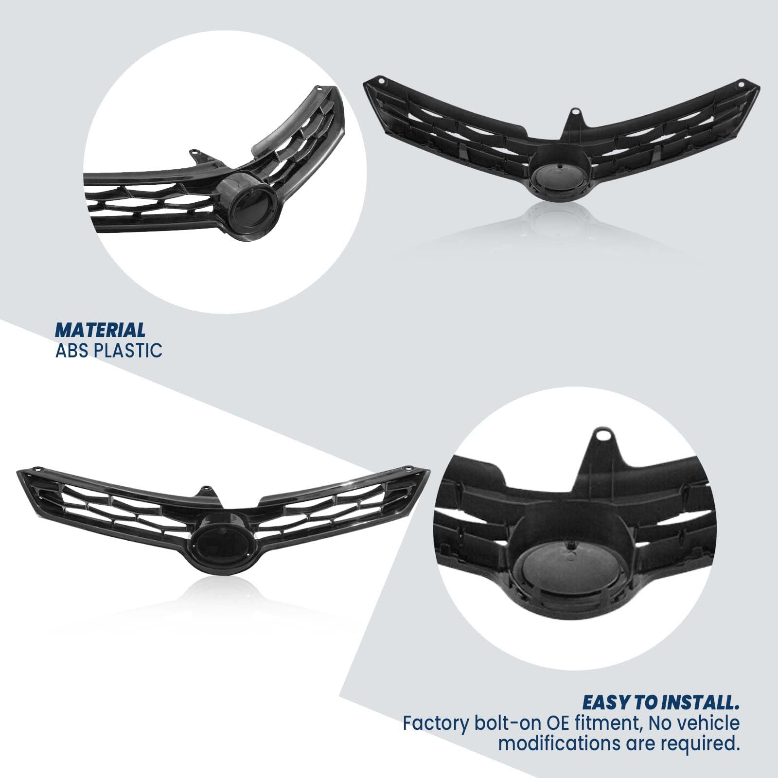 2014-2016 Toyota Corolla S Front Bumper Upper Grille - ABS Gloss Black Replacement for 5310002570 TO1200365 | Perfect Fit & Style Upgrade for Your Sedan