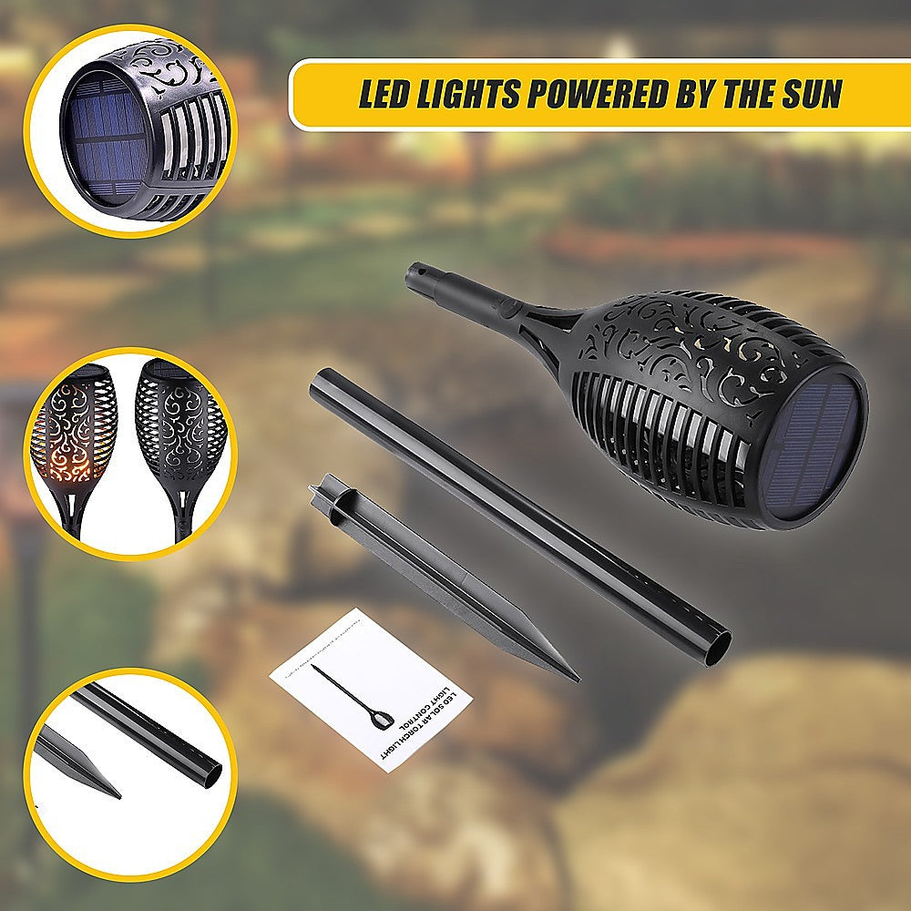 10 Pack Solar Torch Lights - 96 LED Flickering Flame Garden Lights with Dancing Effect | Waterproof Outdoor Landscape Lighting for Patio, Yard, Pathway & Garden Decor