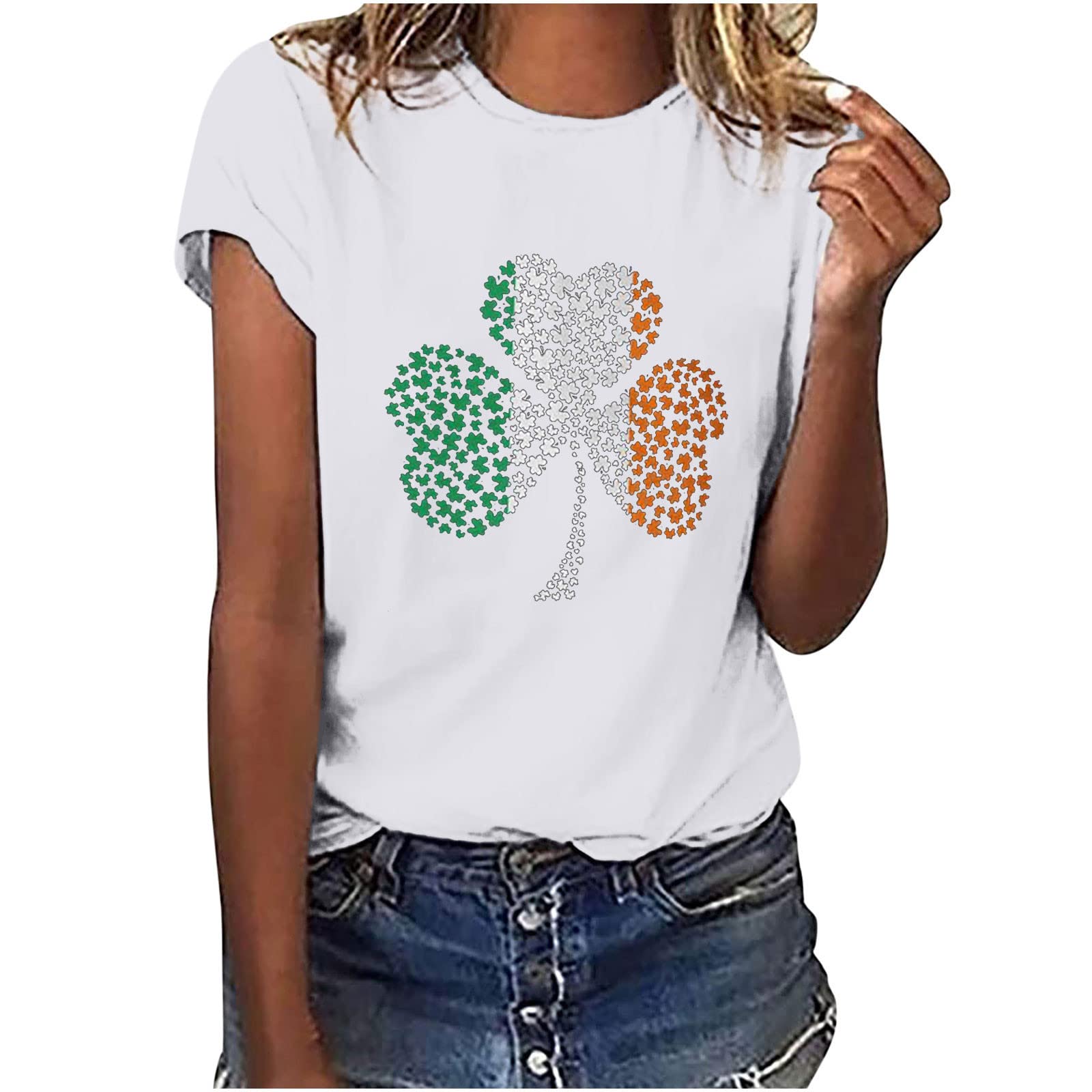 Trendy Women's Casual Short Sleeve Tunic Tops - Printed Crew Neck Blouse & Comfortable Summer T-Shirts for Going Out | Perfect for Beach, Party & Everyday Wear