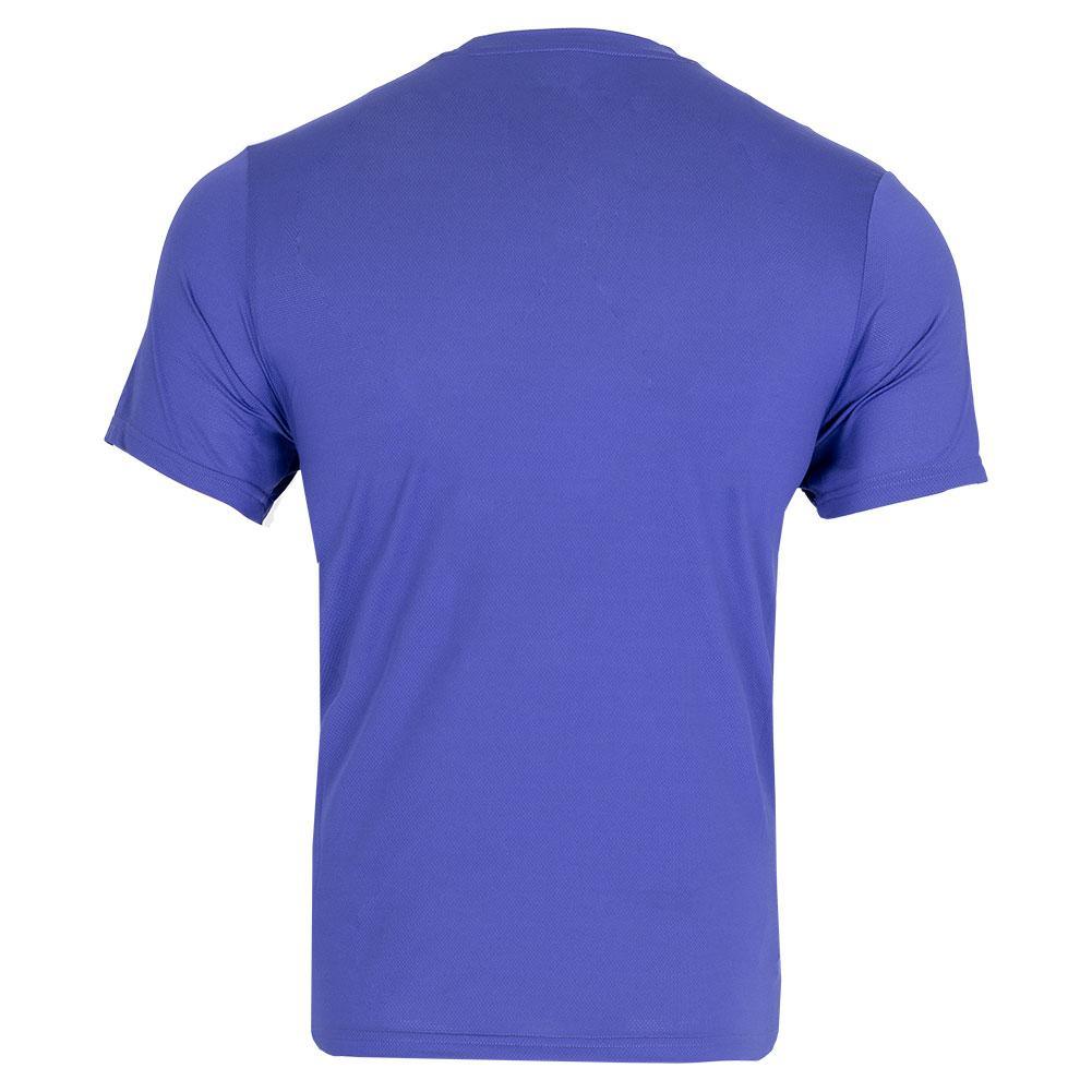 Men's Short Sleeve Asymmetric Print Tennis Shirt - Heather Crew Neck Tee in Dazzling Blue | Athletic Wear for Tennis, Gym & Casual Outfits
