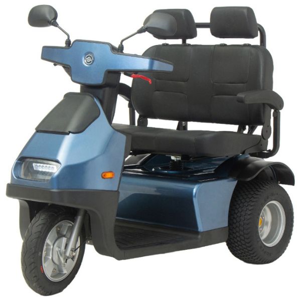 AFIKIM Afiscooter S3 3-Wheel Mobility Scooter with Dual Seat - Lightweight Electric Scooter for Adults & Seniors - Perfect for Shopping, Travel & Outdoor Activities