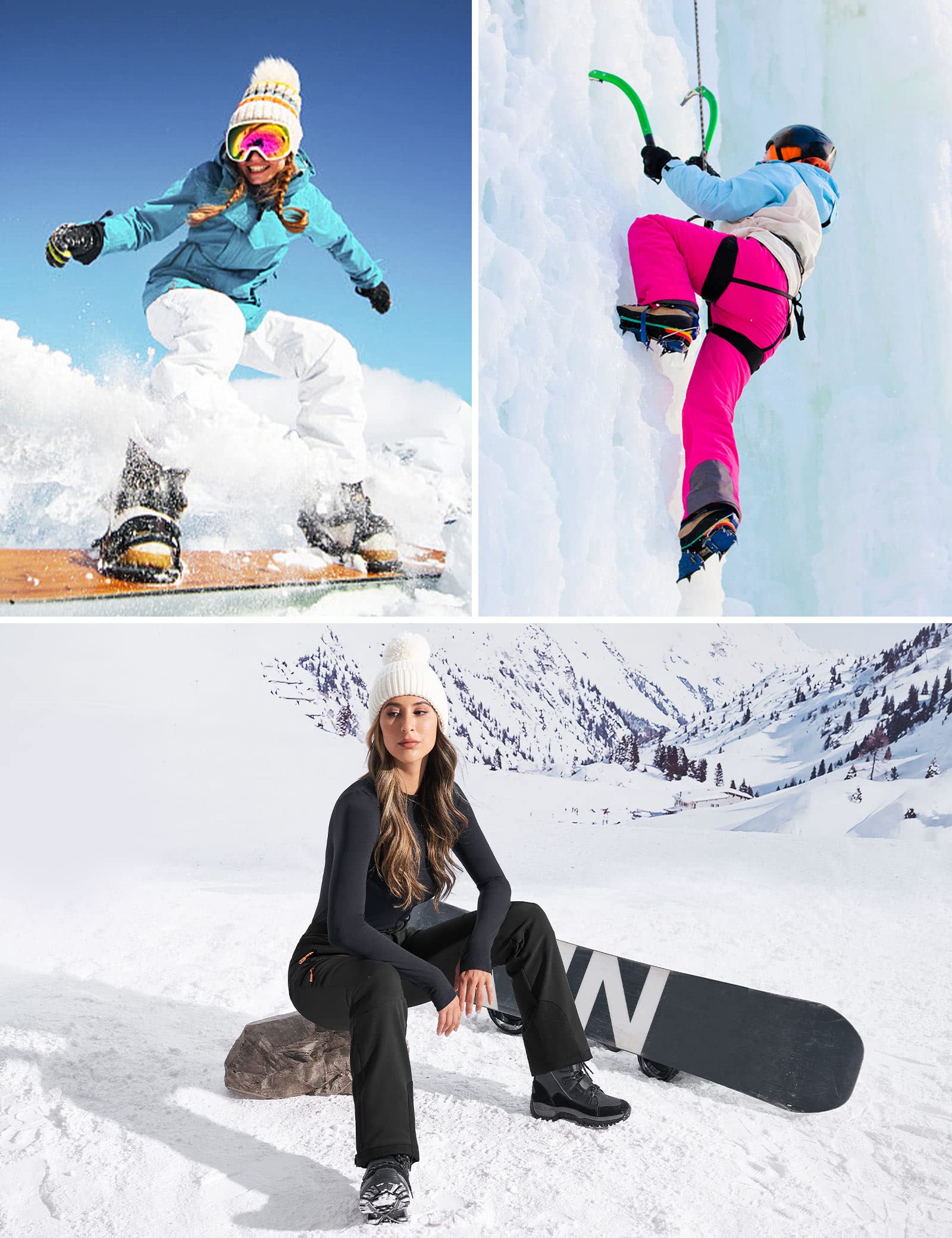 Heathyoga Women's Waterproof Insulated Snow Ski Pants - Softshell Fleece-Lined Winter Snowboard & Hiking Pants for Cold Weather Outdoor Activities