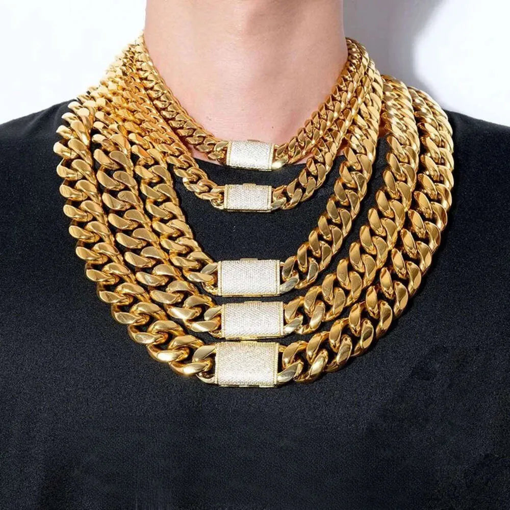 24K Gold Plated Moissanite Cuban Link Chain Necklace for Men & Women - Iced Out Hip Hop Jewelry - Perfect for Parties, Gifts & Everyday Wear