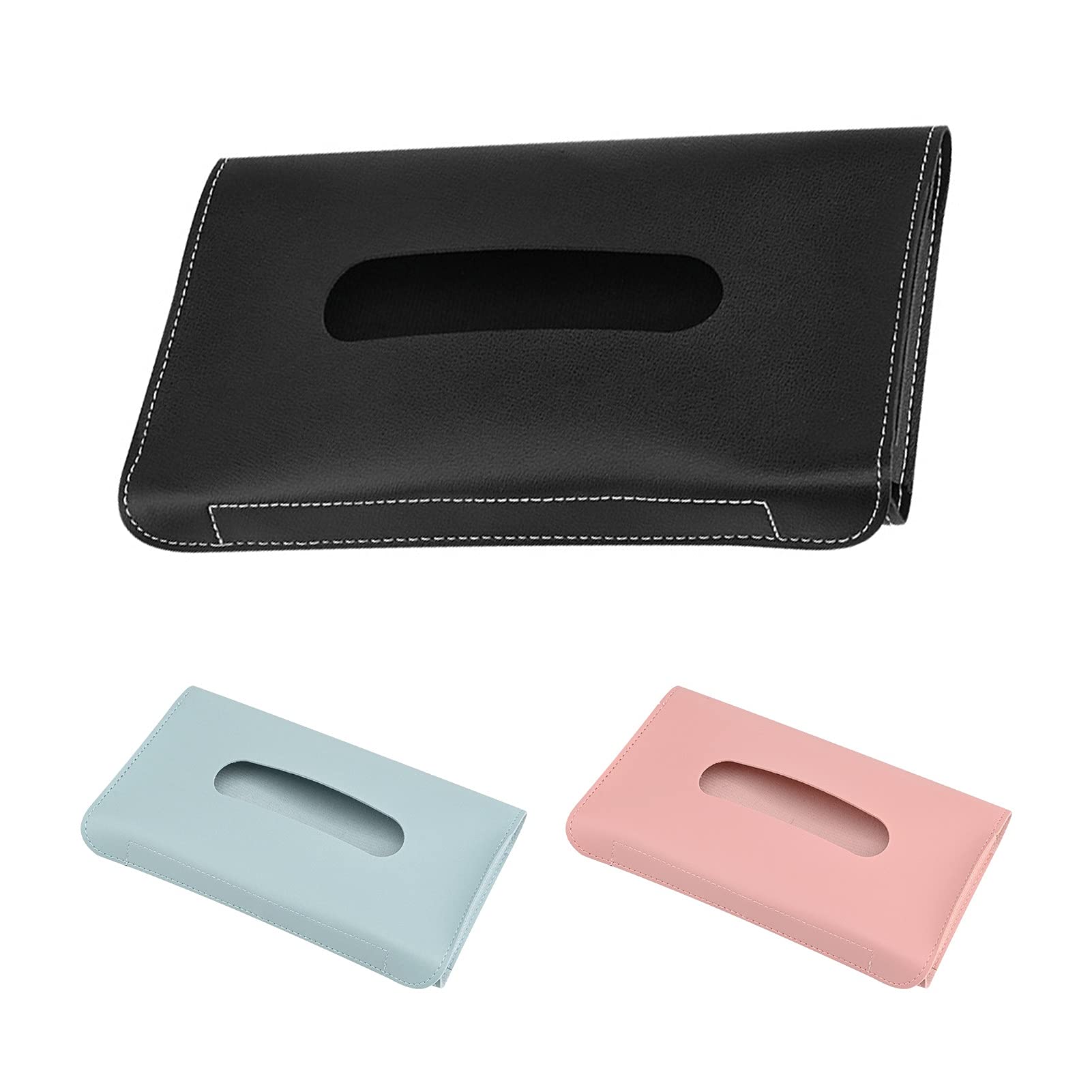 Leather Car Visor Tissue Holder - Sun Visor Napkin Dispenser for Car & Truck Vehicles (Blue) | Convenient Car Accessory for Road Trips, Commuting & Family Travel