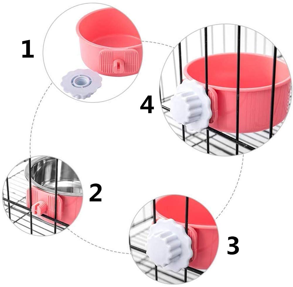 Stainless Steel Hanging Pet Bowl - Removable Dog & Cat Feeder for Cage, Coop - Small Blue Water & Food Dish for Puppies, Birds, Rats, Guinea Pigs - Perfect for Travel, Kennels & Small Animal Habitats