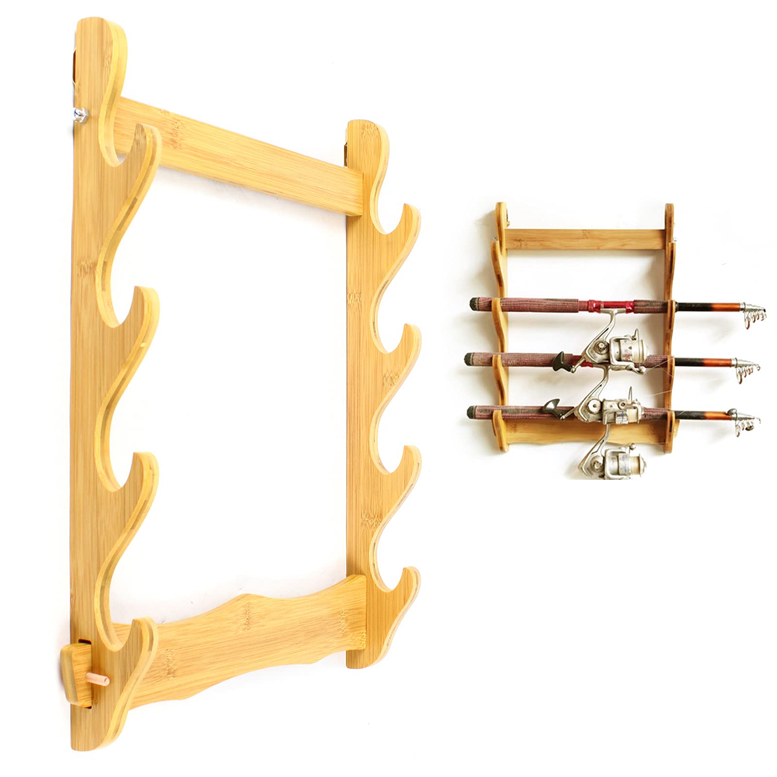 4-Layer Bamboo Display Stand - Wall Mount Storage Rack for Katana, Flute, Lamps & Home Decor | Space-Saving Organizer for Bedroom, Living Room & Office