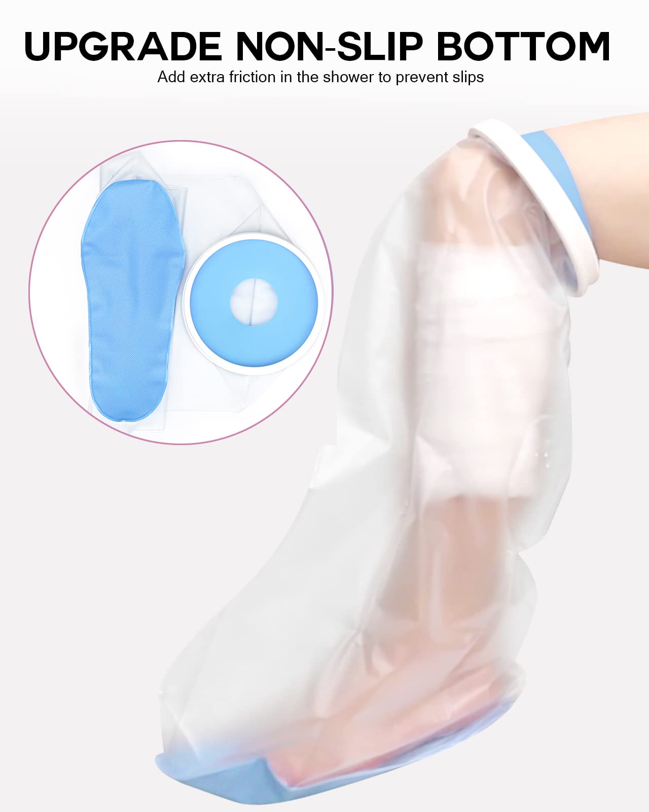 Waterproof Cast Cover for Leg - Non-Slip Shower Protector for Adults | Reusable & Watertight Leg Cast Protector for Knee, Ankle & Foot Surgery | Ideal for Post-Op Wound Care, Bathing & Daily Activities