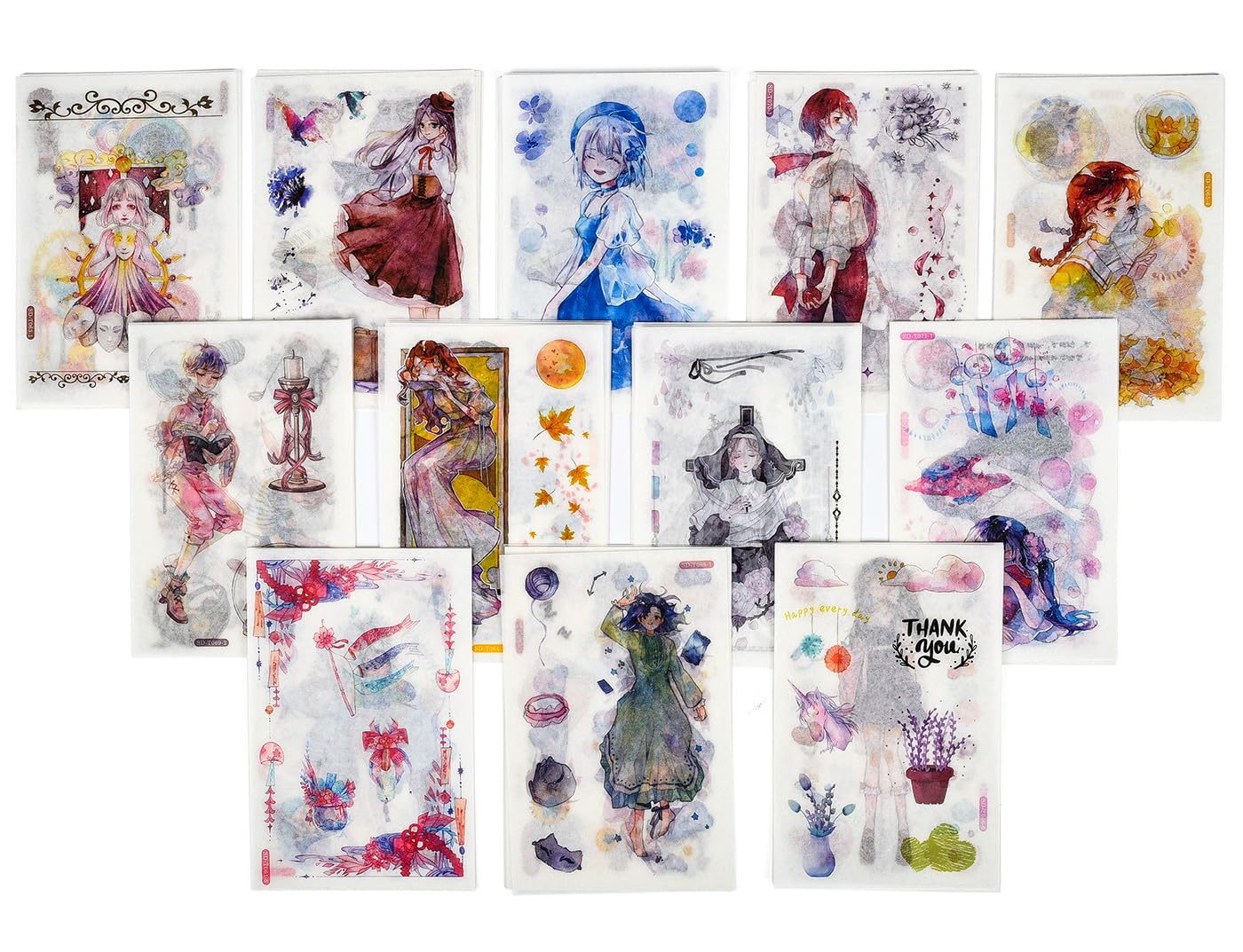 Cute Anime Girl Journal Stickers Set - 72 Pcs Kawaii Washi Paper Decorative Stickers for Planners, Scrapbooks, Bullet Journals & Laptop Decoration - Perfect for Diary, Stationery & Cheerful Planning (12 Sweet Girl Designs)