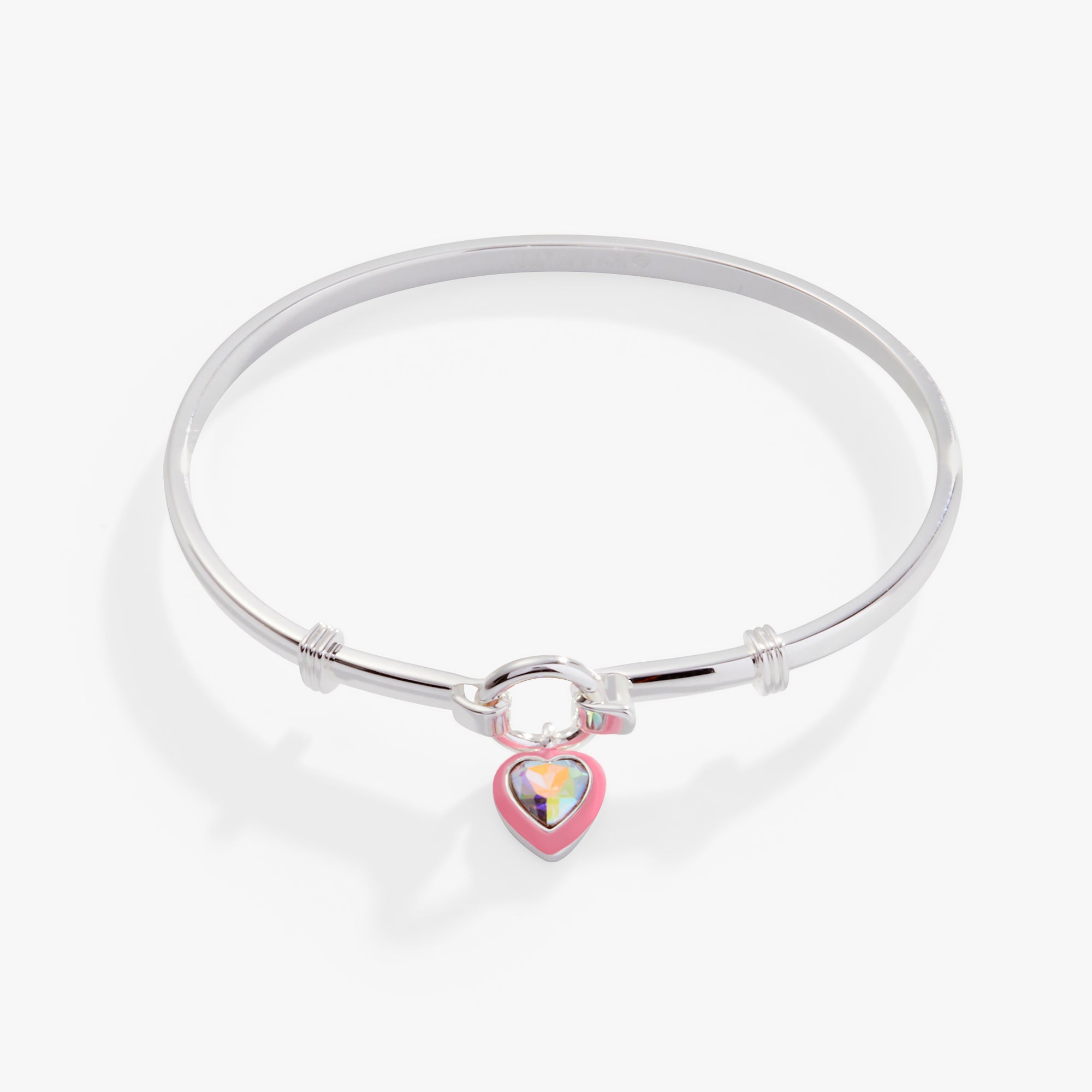 Sparkling Crystal Heart Clip Bangle Bracelet for Women - Elegant Adjustable Fashion Jewelry Gift for Valentine's Day, Anniversary & Special Occasions
