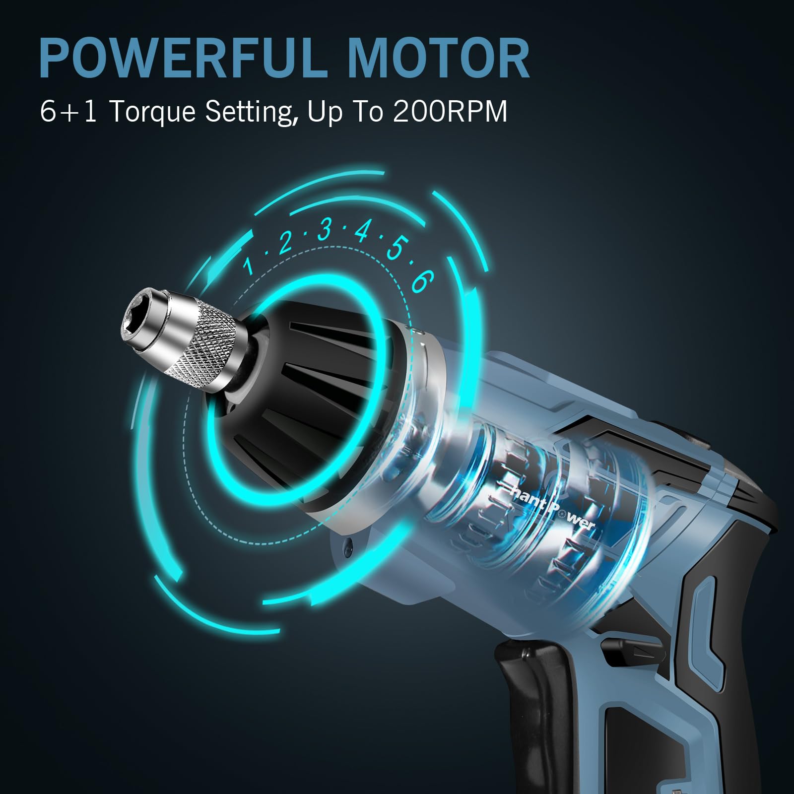 C P CHANTPOWER 4V Cordless Electric Screwdriver Set with 6+1 Torque Gears & 1/4