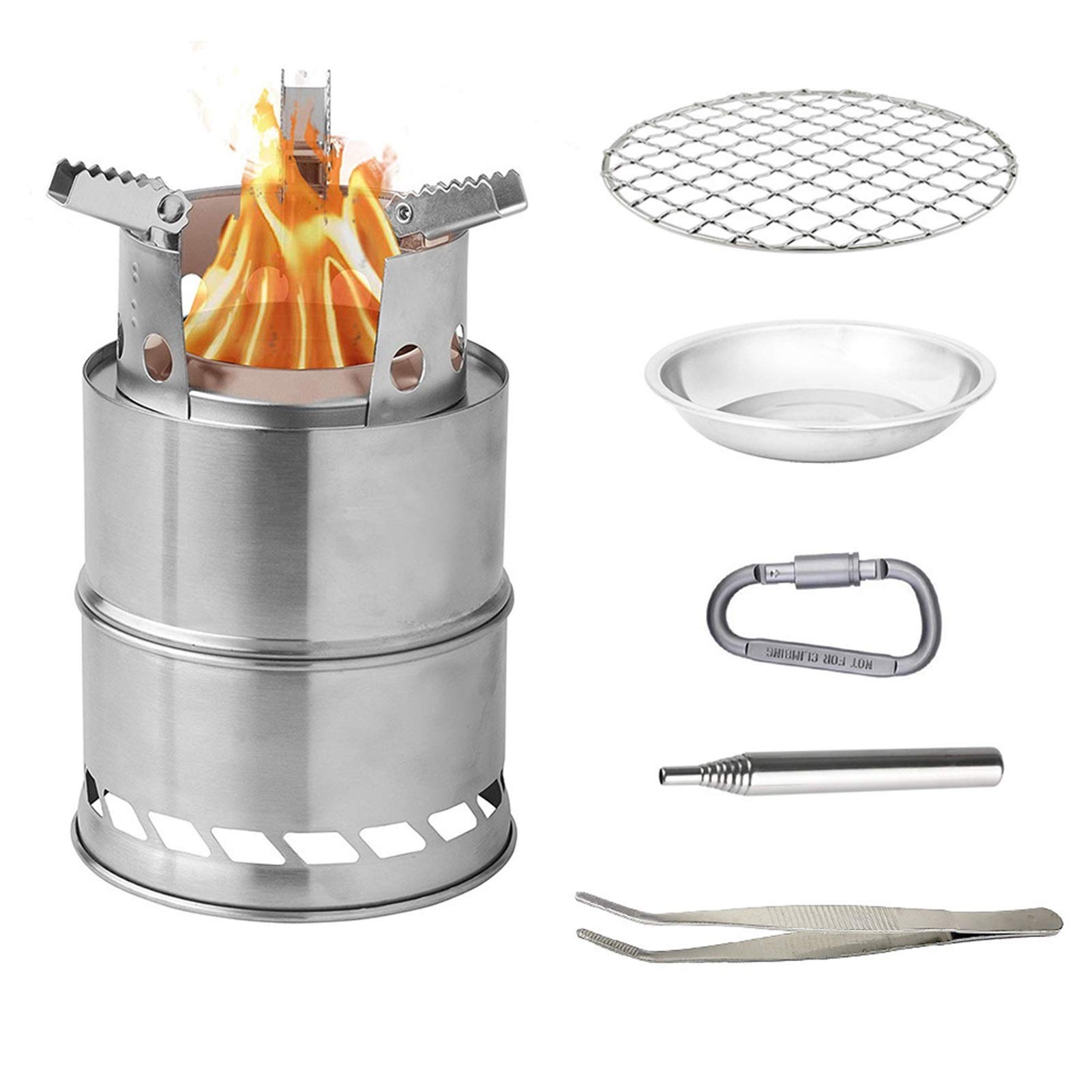 Portable Stainless Steel Folding Wood Stove - Compact BBQ Grill for Outdoor Cooking, Picnics, Camping & Beach | Perfect for Backpacking, Tailgating & Garden Parties