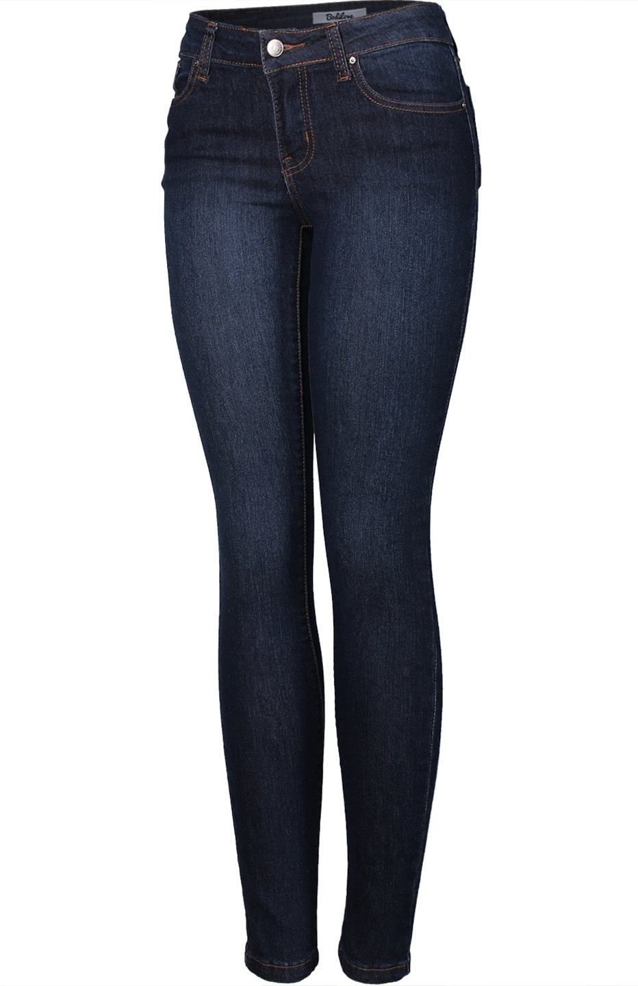 2LUV Women's Stretchy 5 Pocket Dark Denim Skinny Jeans - Slim Fit Comfortable Jeans for Everyday Wear, Work & Casual Outfits