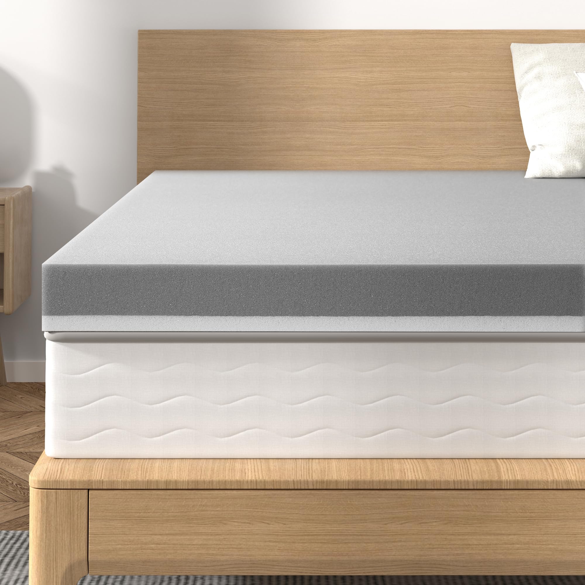 BedStory Extra Firm Mattress Topper Queen Size 3 Inch - Cooling Memory Foam Mattress Pad for Back Pain Relief - Gel & Bamboo Charcoal Infused - CertiPUR-US Certified - Perfect for Hot Sleepers & Pressure Point Support