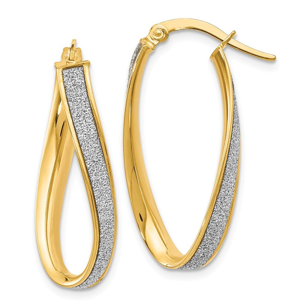 14K Gold Oval Twist Hoop Earrings for Women - Polished Glimmer Infused Real Gold Hoops - Perfect for Parties, Weddings & Everyday Elegance