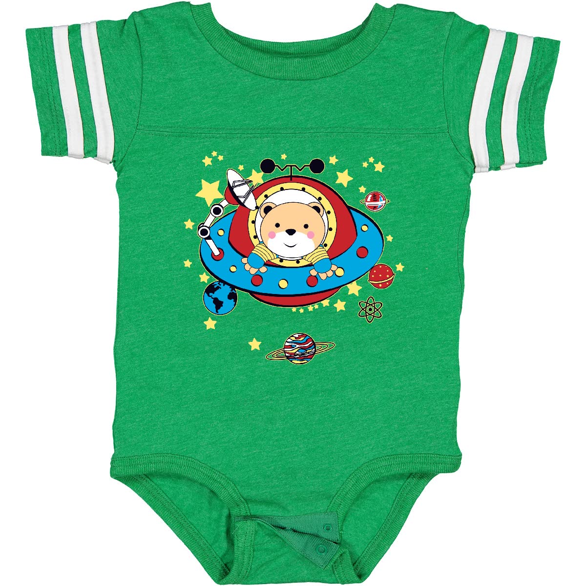 Inktastic UFO Space Bear Baby Bodysuit - Cute Astronaut Onesie for Boys & Girls - Perfect for Space-Themed Birthday Parties & Baby Showers