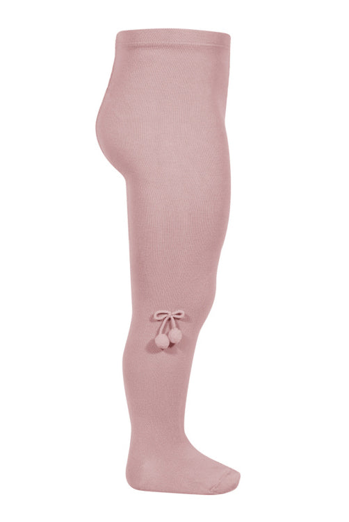 Soft Dusky Pink Pom Pom Tights for Women - Cozy Winter Knit Leggings with Cute Ball Decorations | Perfect for Christmas Outfits, Party Wear & Casual Fashion
