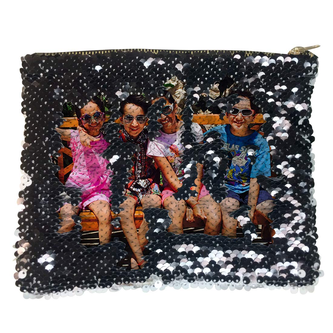 Custom Sequin Pouch with Photo - Makeup Bag for Travel & Gifts