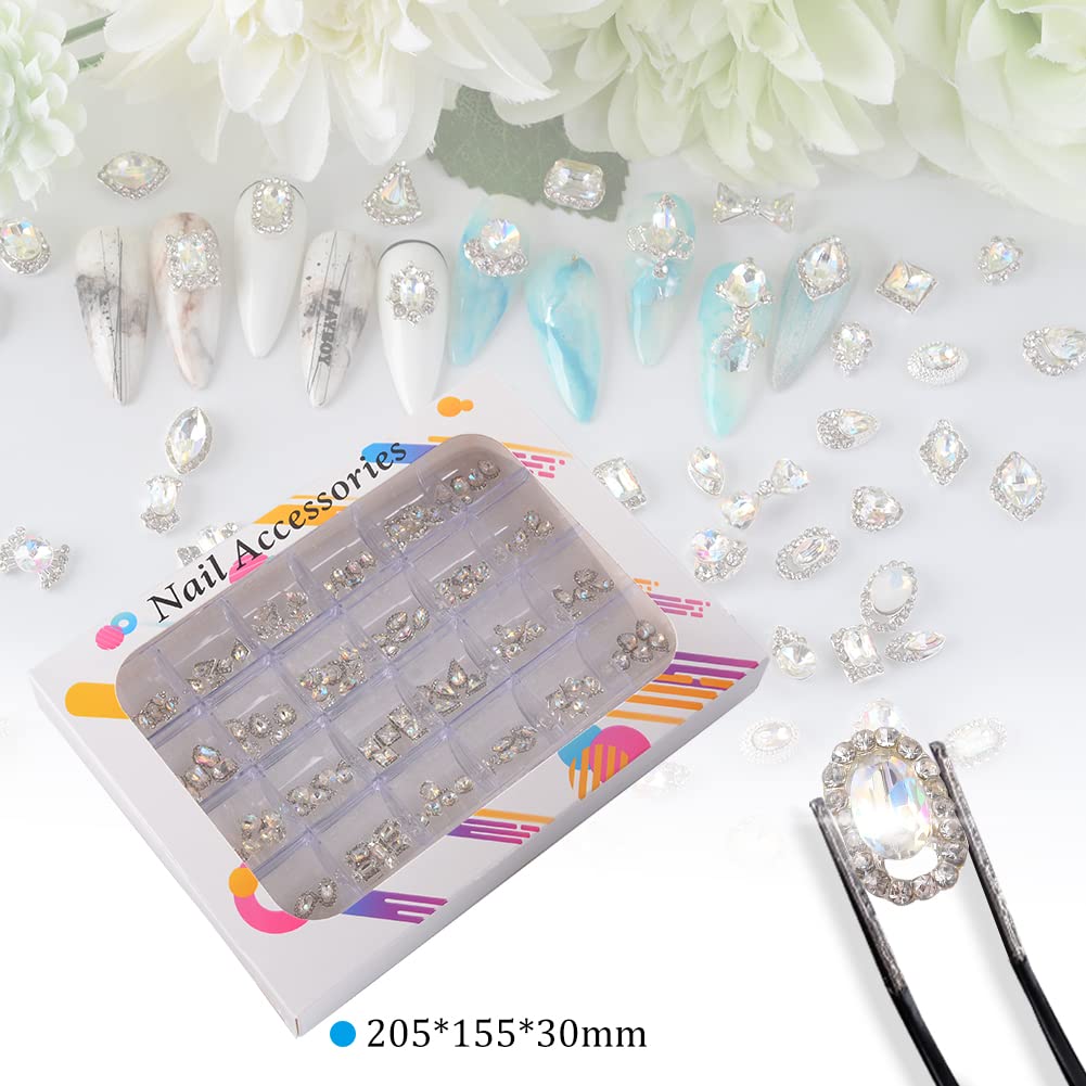 3D Nail Rhinestones Kit - 120Pcs Mixed Shapes for Nail Art & Crafts (24 Styles) - Perfect for DIY Manicures & Nail Decorations