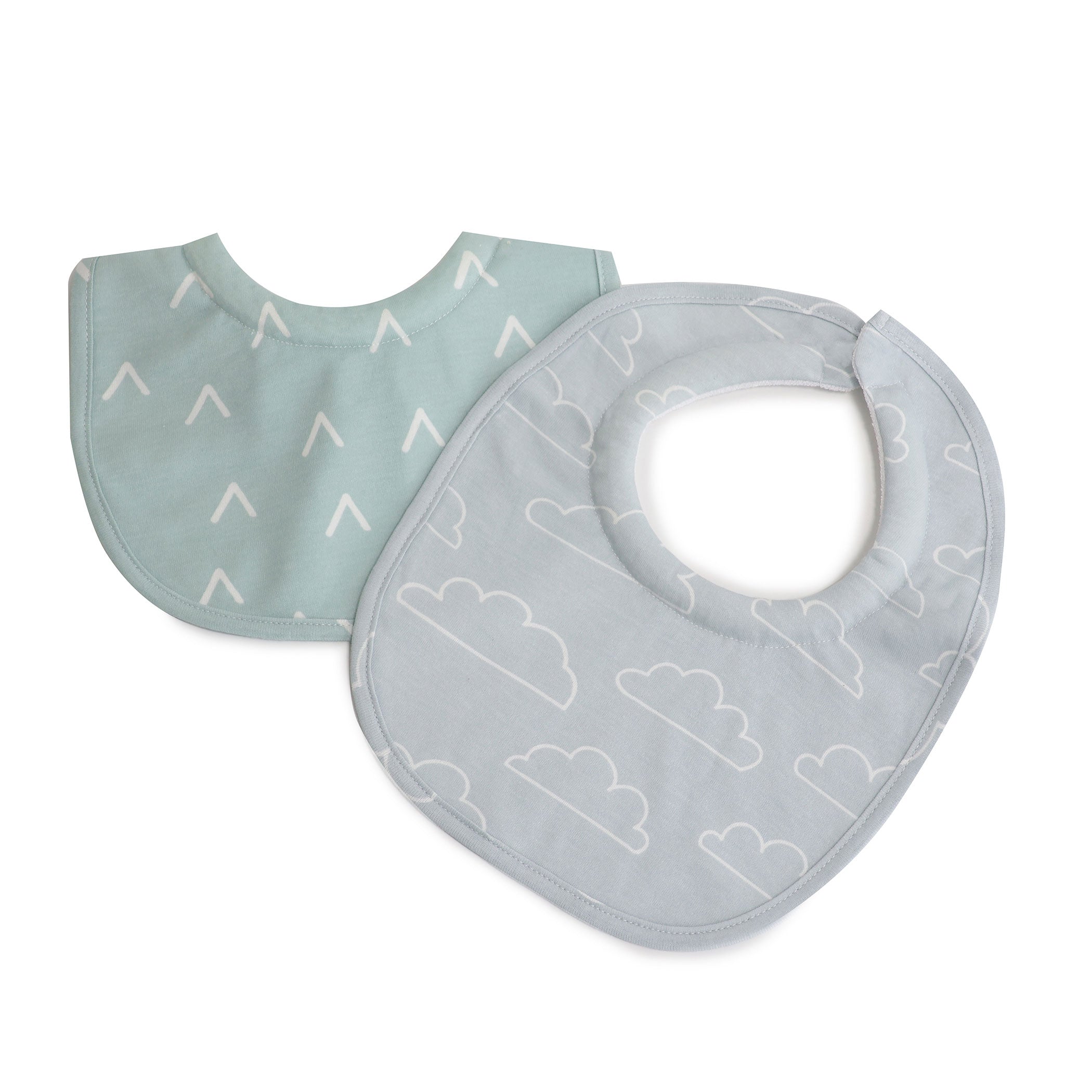 Nordic Style 2-Pack Dribble Bibs for Babies - Dusty Sky & Mint Colors - Perfect for Feeding, Teething, and Messy Playtime