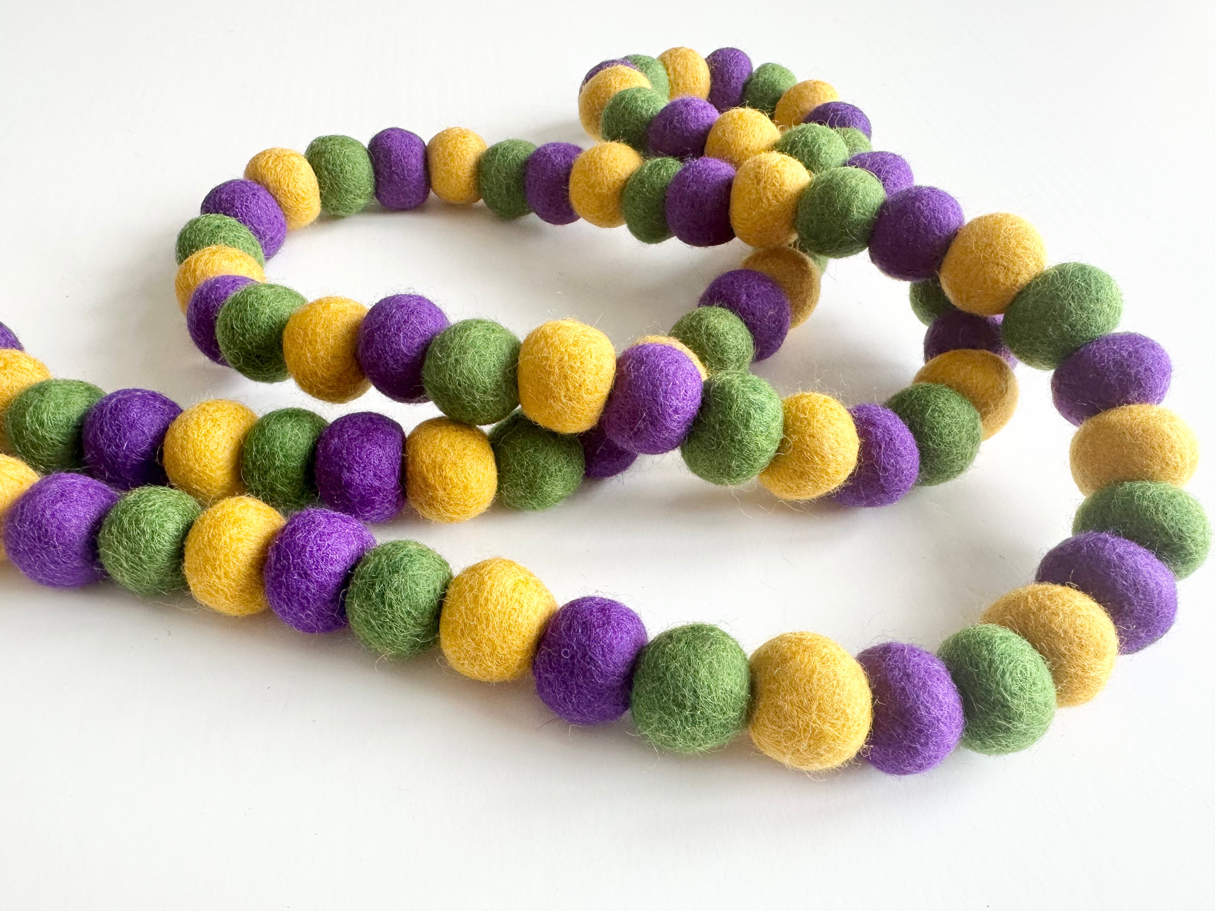 Regal Mardi Gras Beaded Garland - Purple Gold & Green Party Decorations for Festive Celebrations, Home Decor & Carnival Events