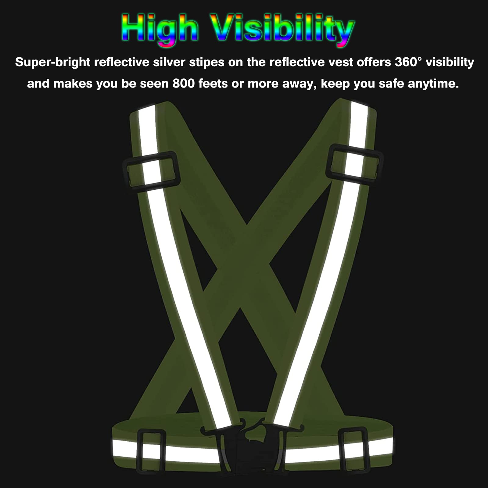 3 Pack High Visibility Safety Reflective Vest - Adjustable Lightweight Running Gear for Outdoor Walking, Jogging, Cycling & Night Activities - 360° Reflective Protection for Runners, Construction Workers & Road Safety