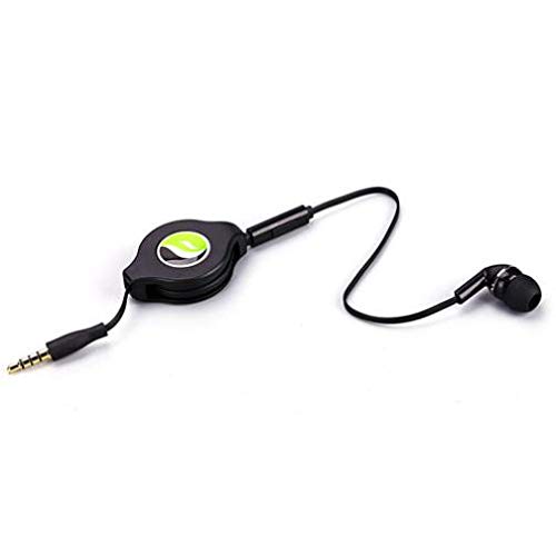 Retractable Mono Earphone with Mic - 3.5mm Hands-Free Headset for OnePlus Nord N20 5G & Compatible Smartphones | Perfect for Driving, Work Calls & Gaming