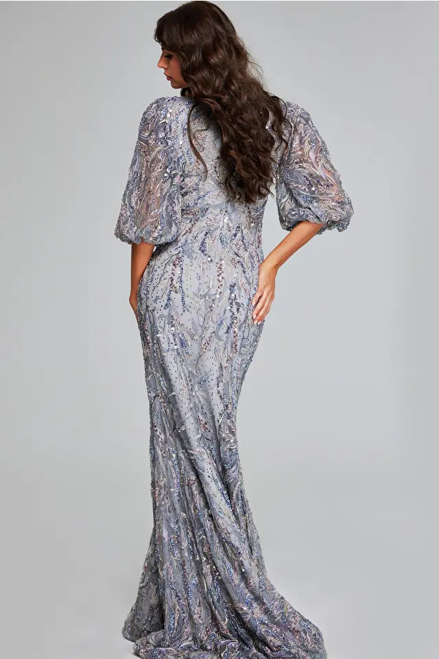Jovani 38110 Sequin Gown with Puff Sleeves - Elegant Evening Dress for Prom, Gala & Special Occasions