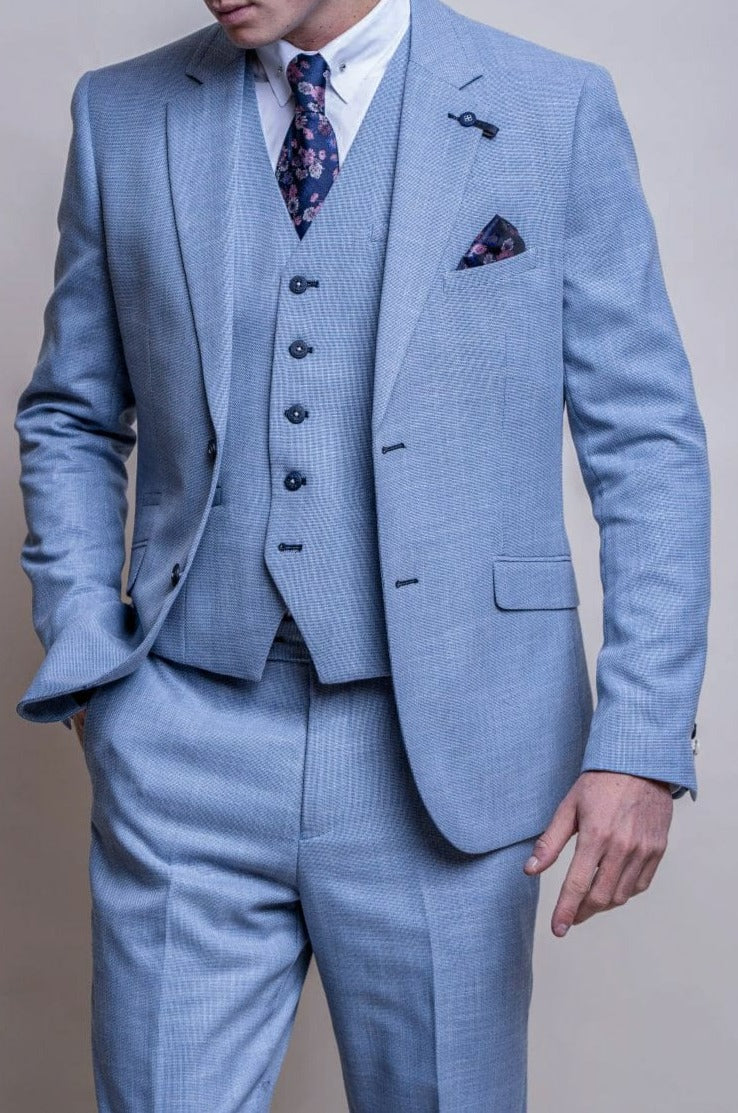 Cavani Miami Men's Lightweight 3-Piece Suit for Wedding, Business & Formal Events | Slim Fit Breathable Summer Suit Set