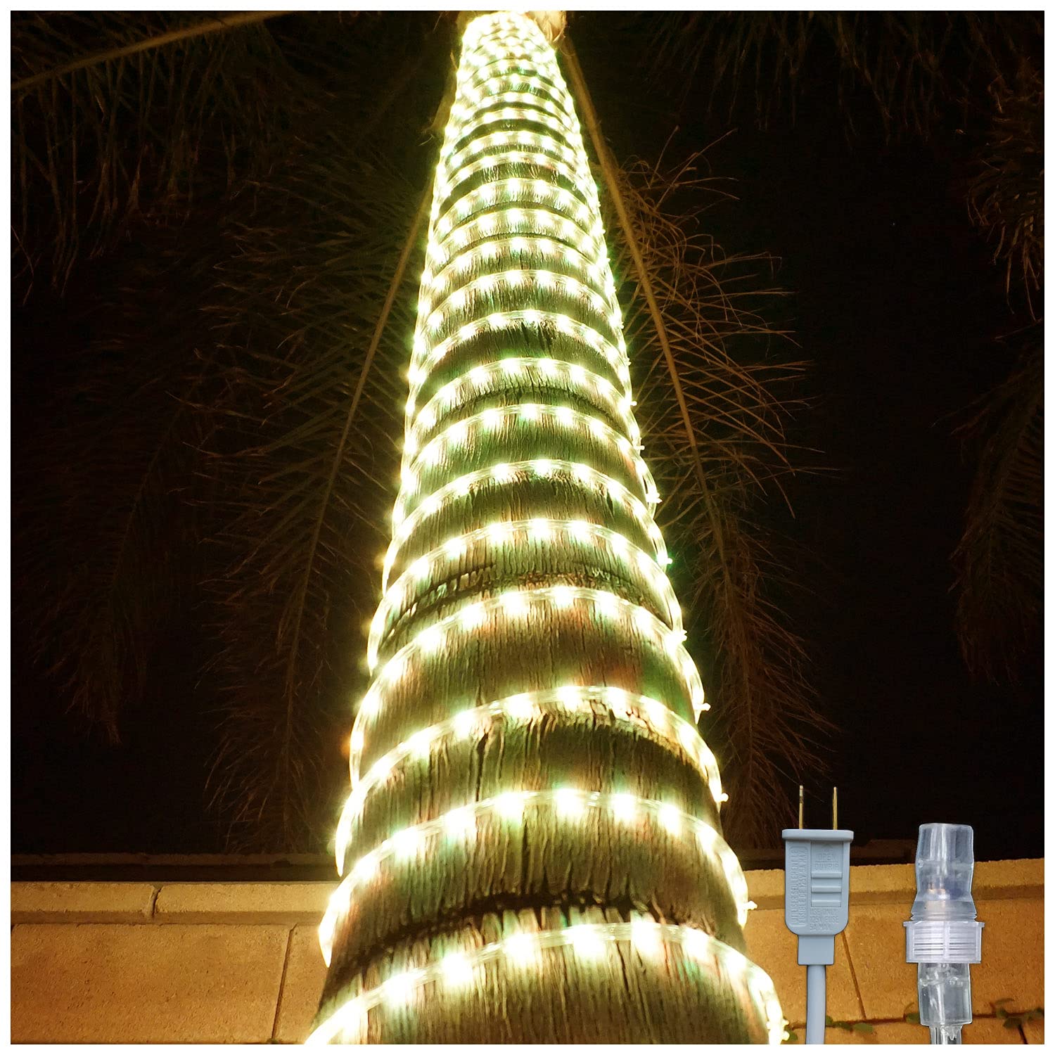 Russell Decor 150ft LED Rope Lights - Warm White for Christmas, Outdoor Trees & Patio Decor