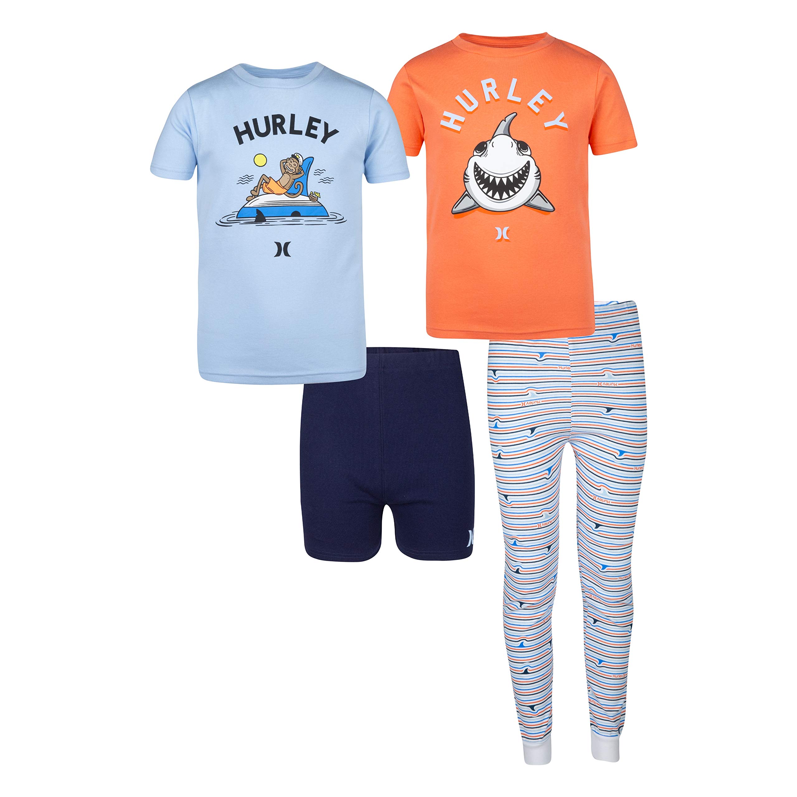 Hurley Boys' Pajama Set - Soft Cotton 2-Piece Sleepwear for Kids, Comfortable Nightwear for Boys - Perfect for Bedtime, Lounging & Sleepovers
