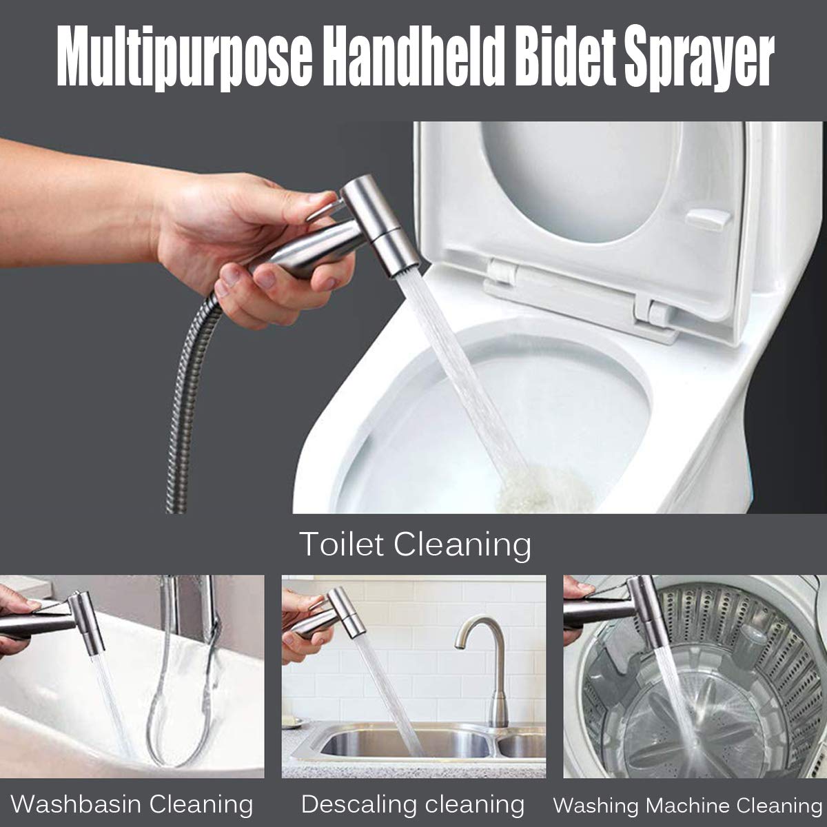 Portable Handheld Bidet Sprayer for Toilet - Adjustable Pressure Nozzle, Hygienic Cloth Diaper Sprayer & Feminine Wash Attachment with 59