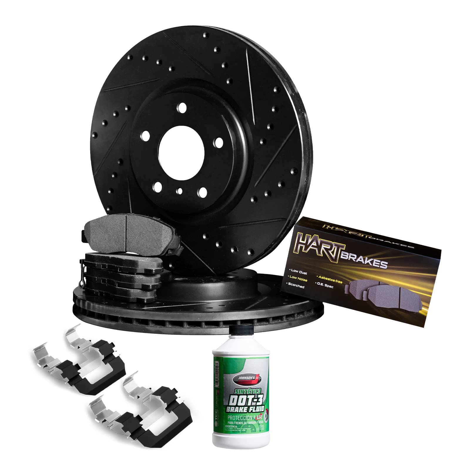 R1 Concepts Rear Brake Pads and Rotors Kit - Semi Metallic Brake Pads, Rotors & Hardware Kit (BHC1.42043.43) | Perfect for Truck, SUV & Sedan Brake Replacement & Performance Upgrades