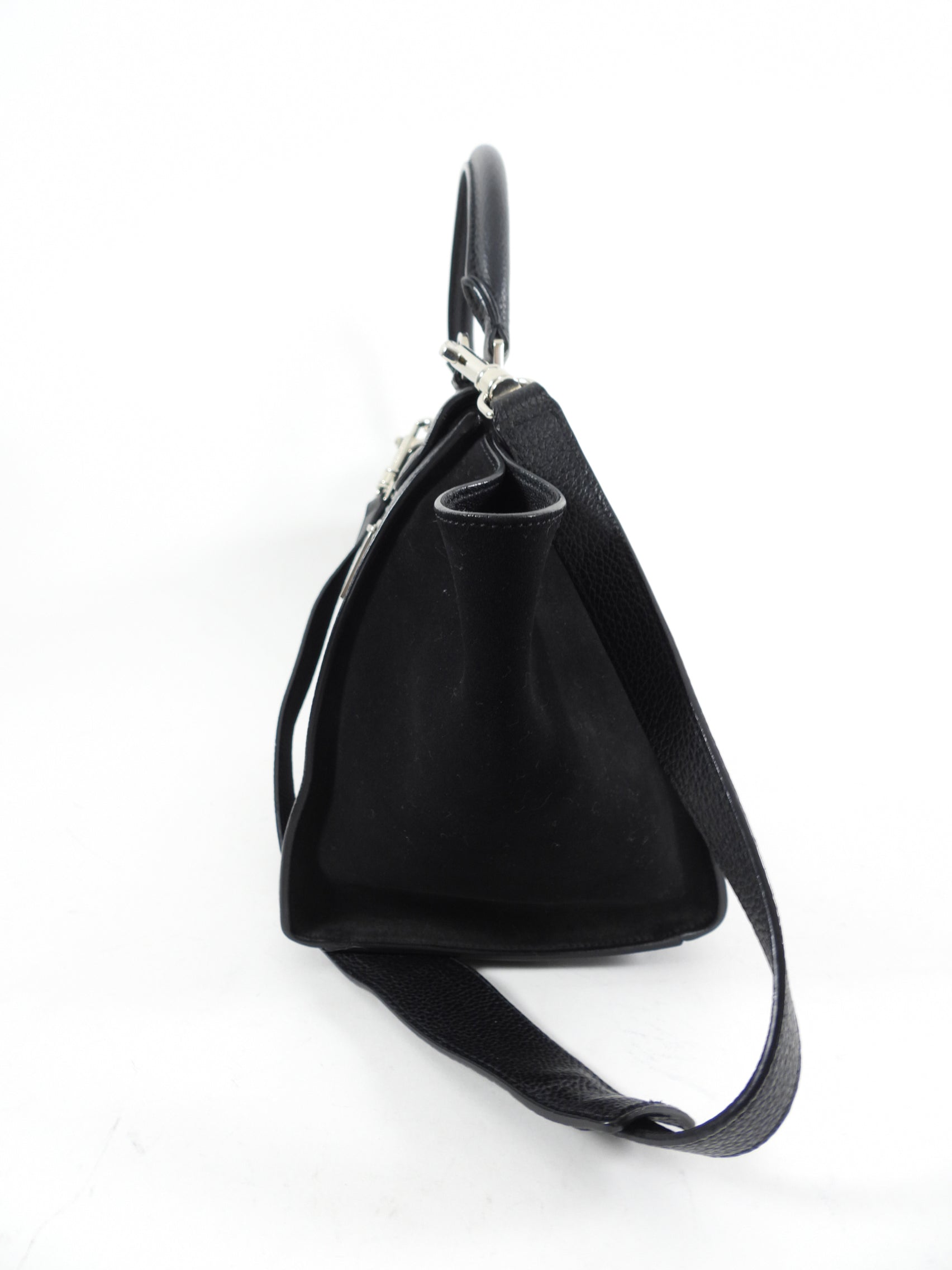 Celine Small Black Leather & Suede Trapeze Handbag for Women | Luxury Crossbody Purse for Work, Travel & Evening Out