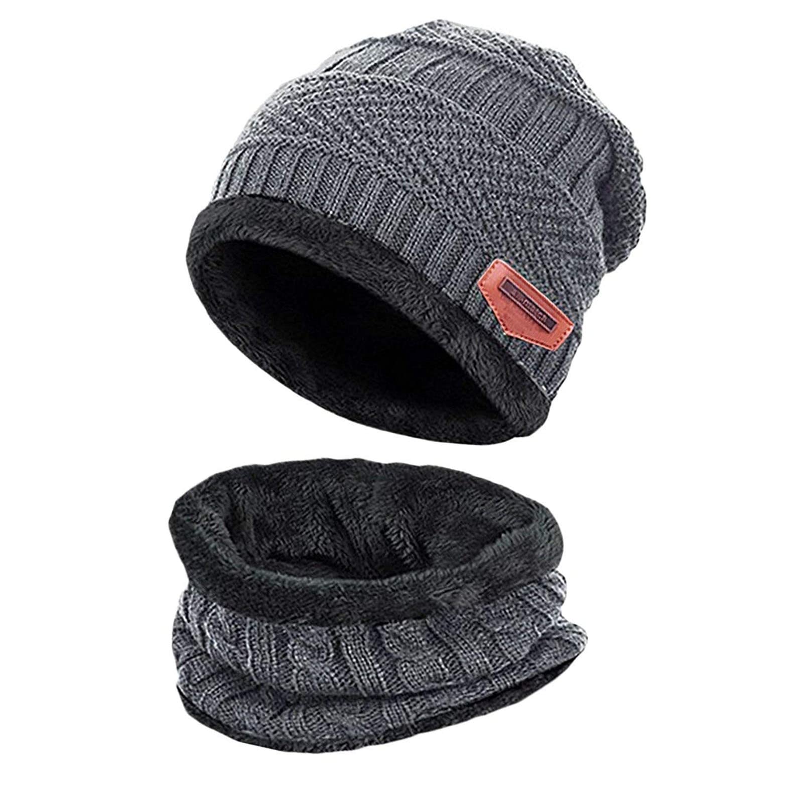 Winter Knit Beanie Hat, Fleece Lined Skull Cap with Neck Warmer & Touch Screen Gloves Set for Men and Women - Cozy Cold Weather Accessories for Skiing, Snowboarding and Outdoor Activities