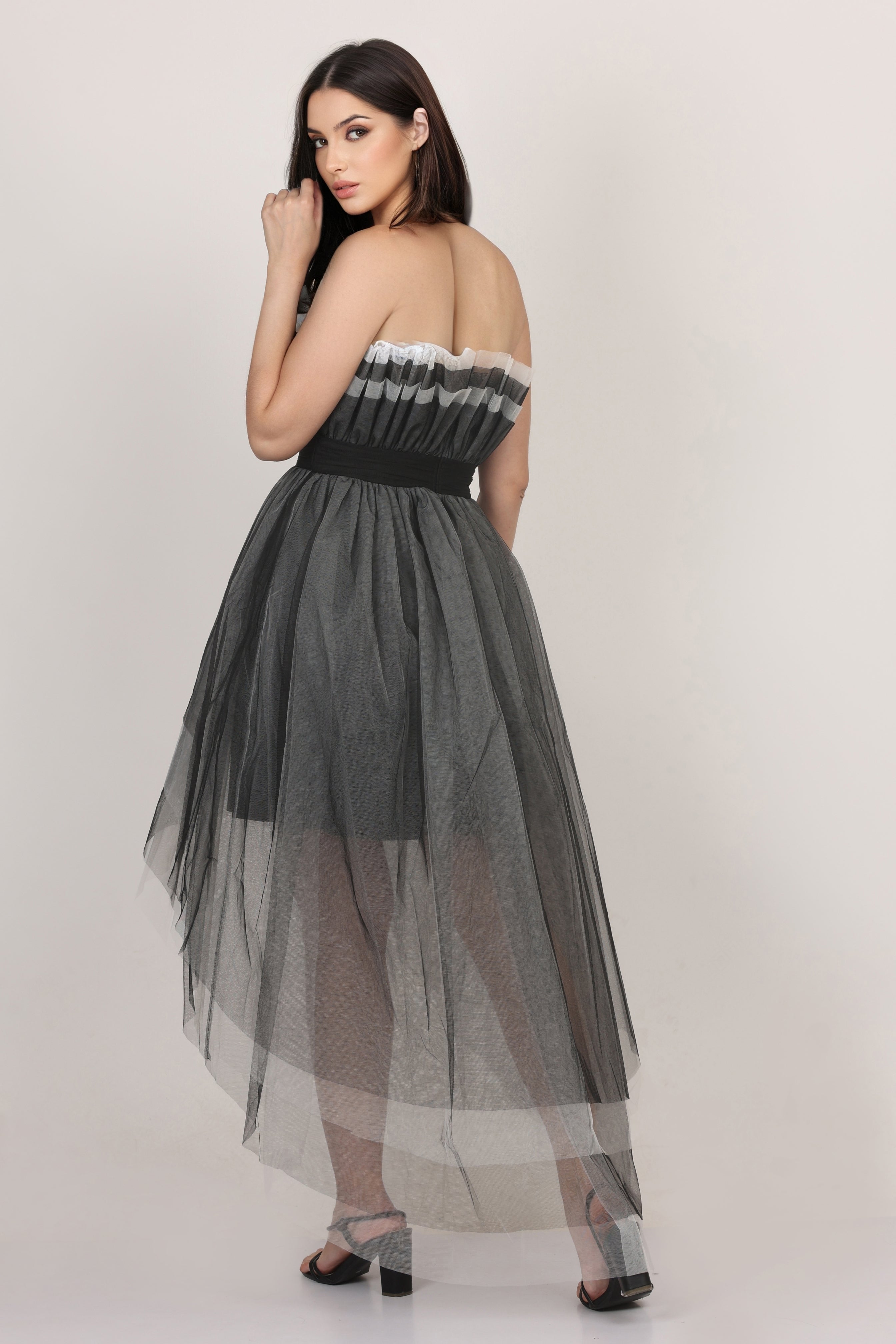 Elegant Wednesday High Low Tulle Dress in Black - Perfect for Parties, Weddings & Special Occasions